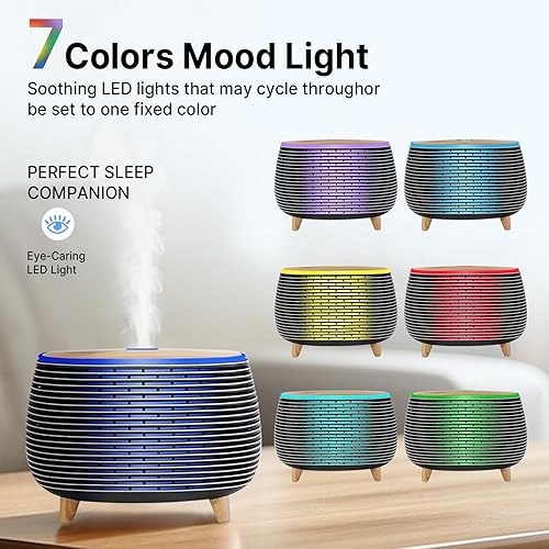 Miniatura 4 de Difusor de aceite esencial, difusor de aromaterapia de 13.5 fl oz para aceites esenciales, difusor ultrasónico con 2 modos de niebla, humidificador