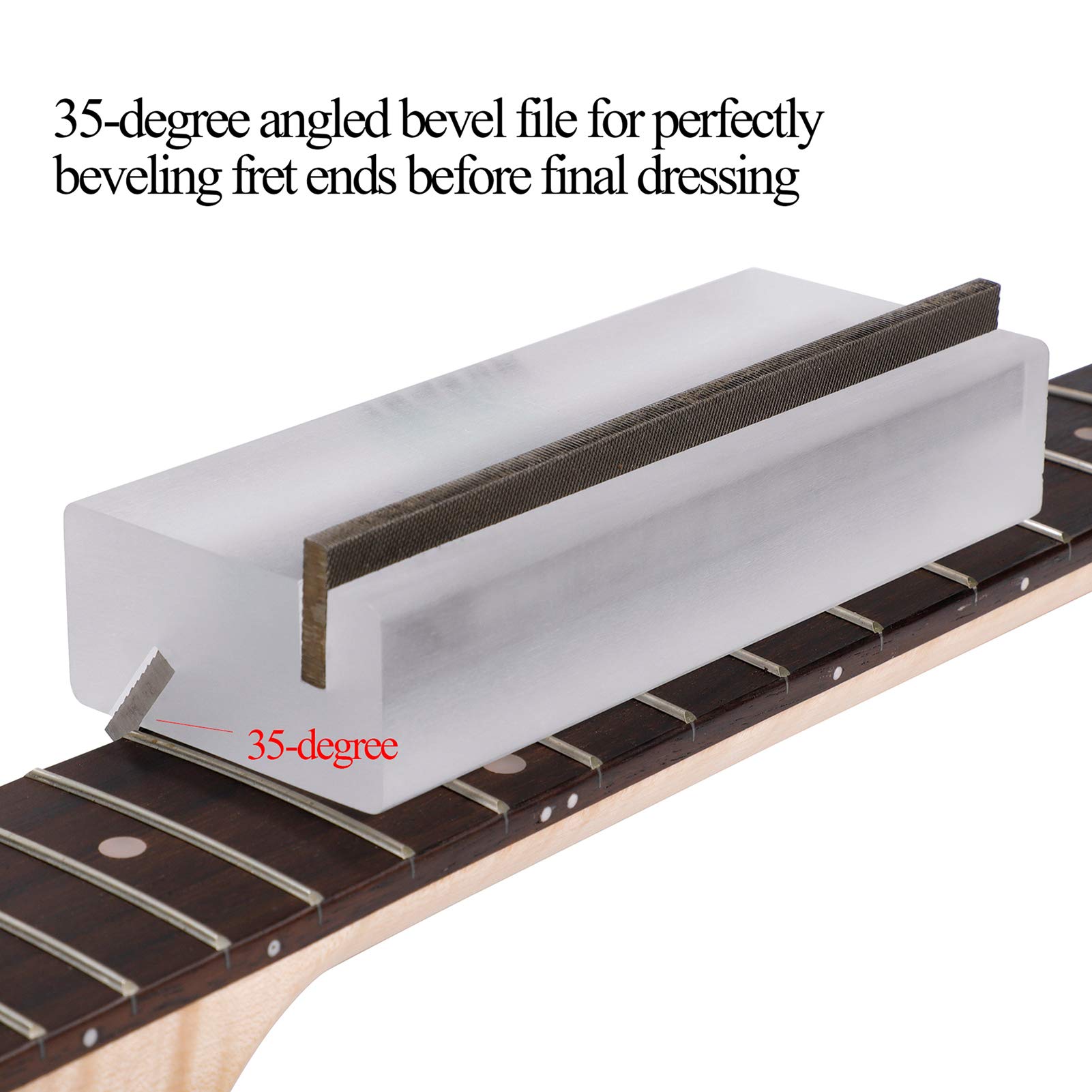 Lime biseautée à frettes en acier à haute teneur en carbone avec angles de 35° et 90° pour un entretien et un lissage précis, 150 x 60 x 30 mm