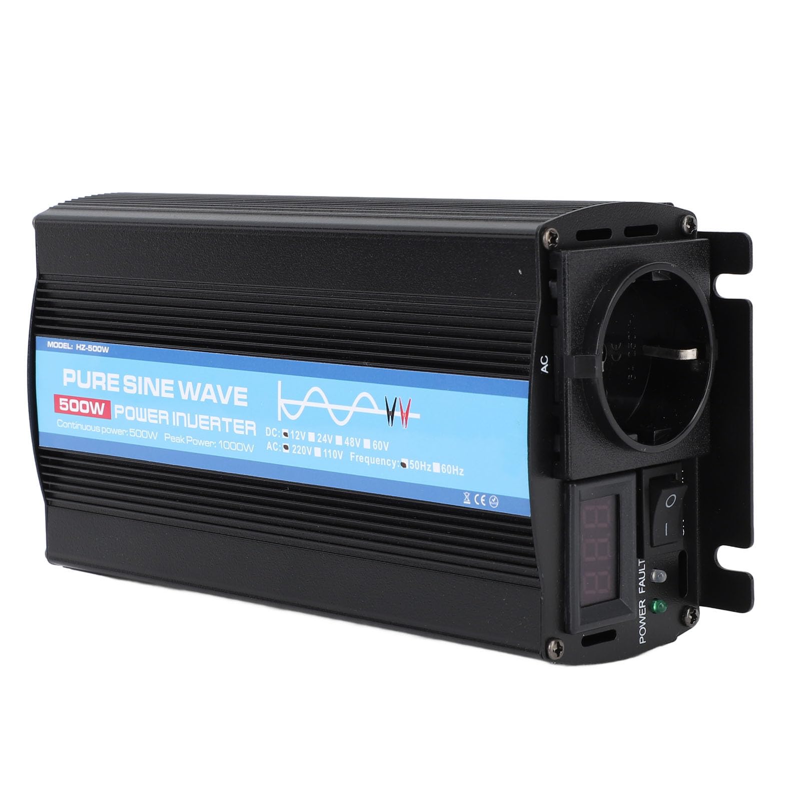 Inversor de Corriente para Coche de 500W, Convertidor de CC de 12V a 110V de CA de Alta Eficiencia de Onda Sinusoidal Pura para Vehículos Recreativos, Barcos y Herramientas Eléctricas