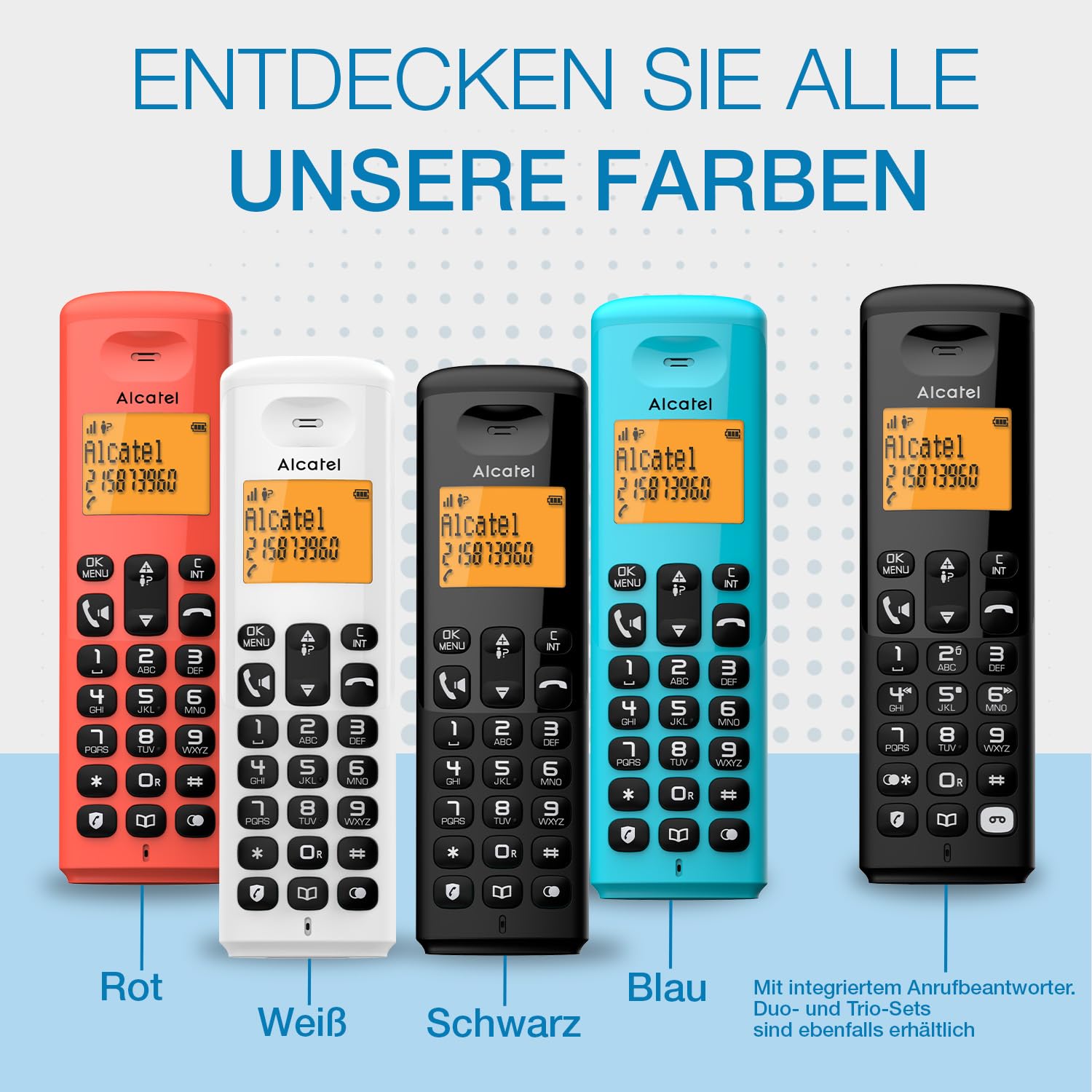 ALCATEL E260 - Bezprzewodowy telefon stacjonarny DECT - Kompaktowa konstrukcja - duży podświetlany wyświetlacz - zestaw głośnomówiący - funkcja blokowania niechcianych połączeń - czerwony