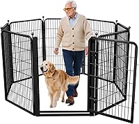Vista 1 de Corralito para perros, 40 pulgadas, 8 paneles, valla para perros con puerta extra ancha, corral para mascotas anti-tropiezos, corral para perros a