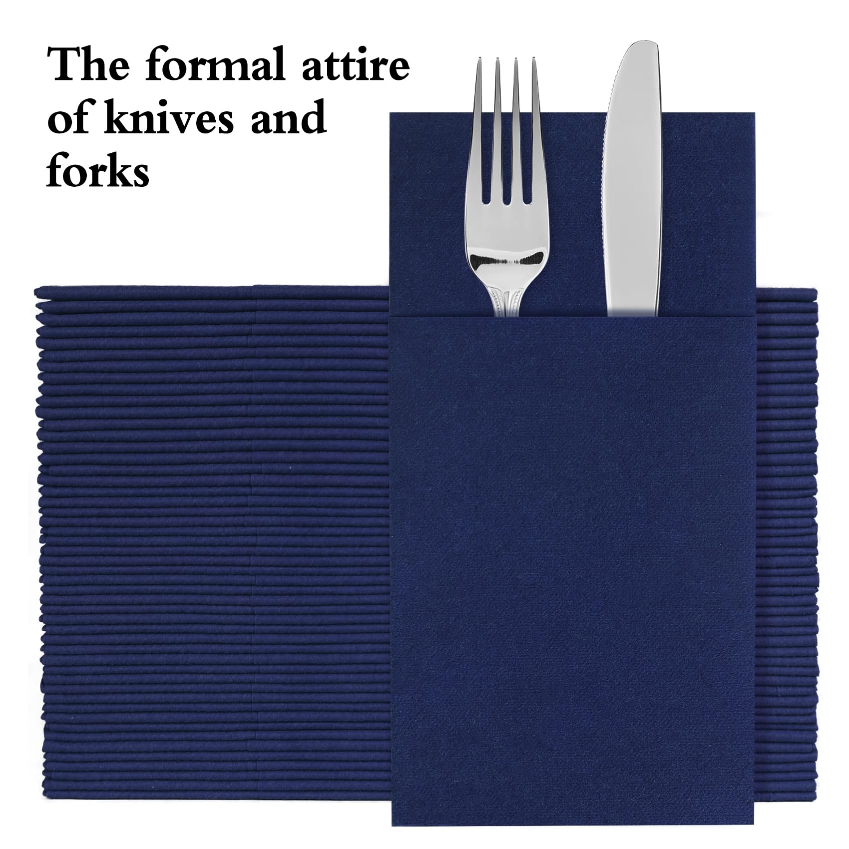 Servilletas de papel desechables, servilletas de cena con bolsillo integrado para cubiertos, servilletas de tela como servilletas, preplegadas para cuchillos y tenedores, servilletas de mano