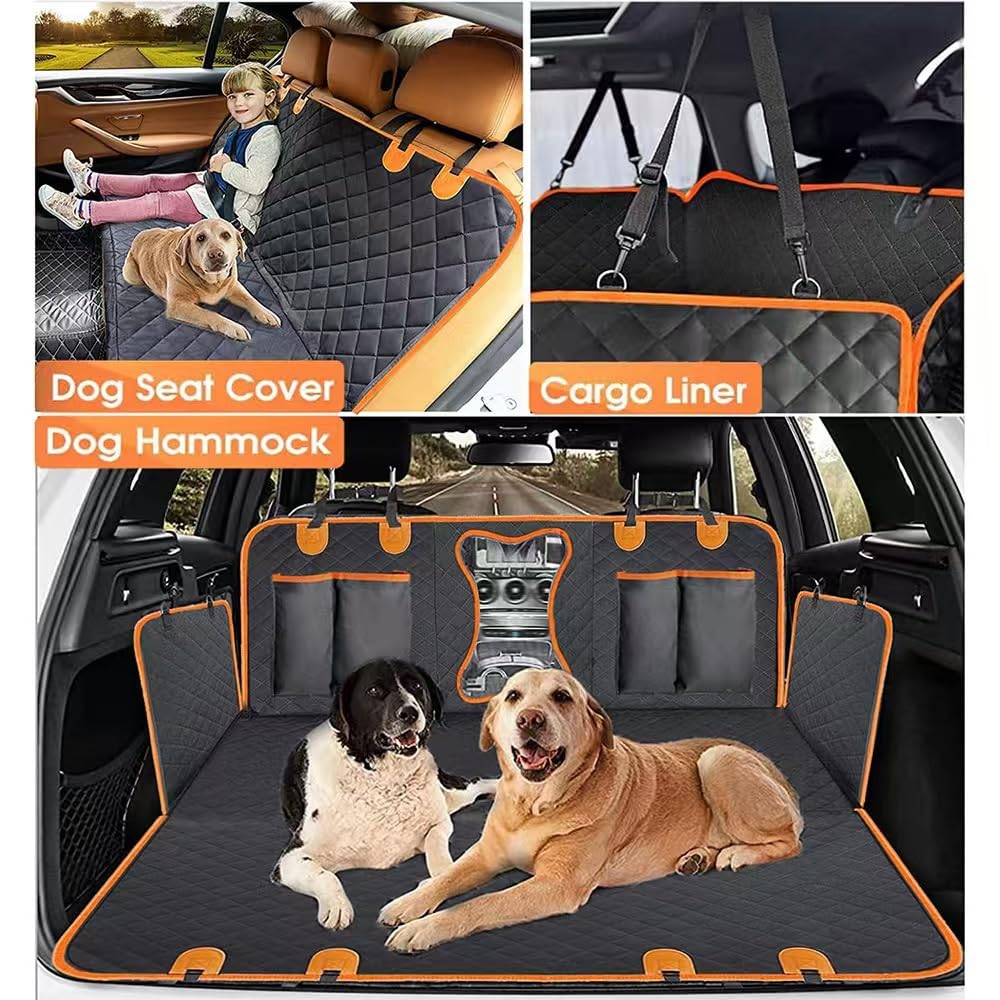 Hundedecke für Auto Rückbank für Land Rover Discovery Sport 7 Seats 2020-2023, Verbesserte Einklappen Autoschondecke Hund Rücksitz mit Seitenschutz & Sichtfenster