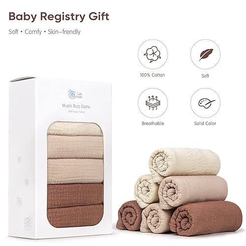 Miniatura 6 de lulumoon Juego de paños de muselina para eructos, paño grande de algodón para eructos, súper suave y absorbente, para bebés, niños y niñas, paquete