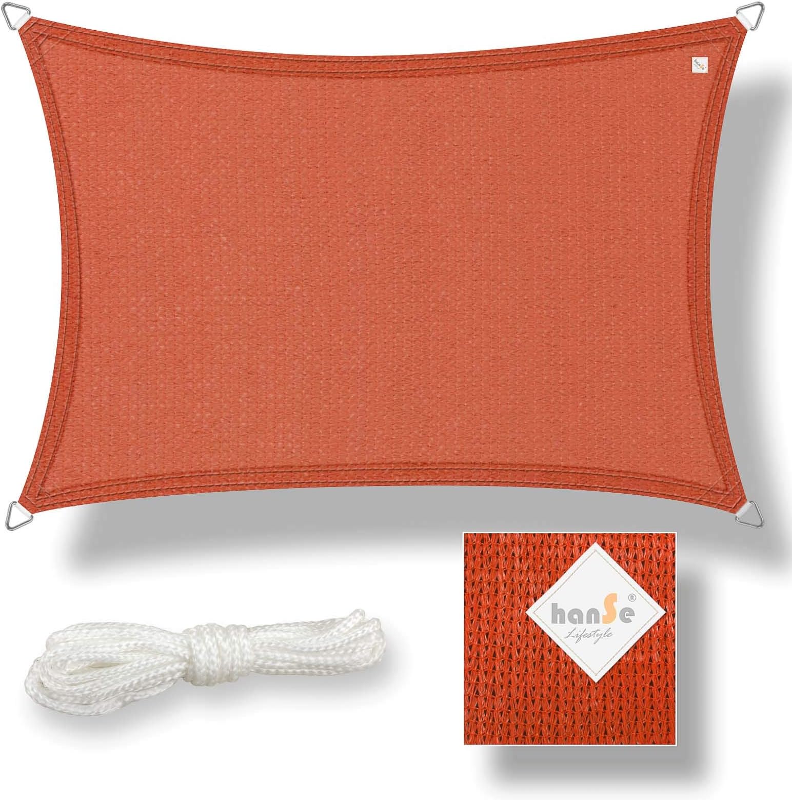 hanSe® brands, sun sail, sun protection, sail, box 3 m x 4 m, terra