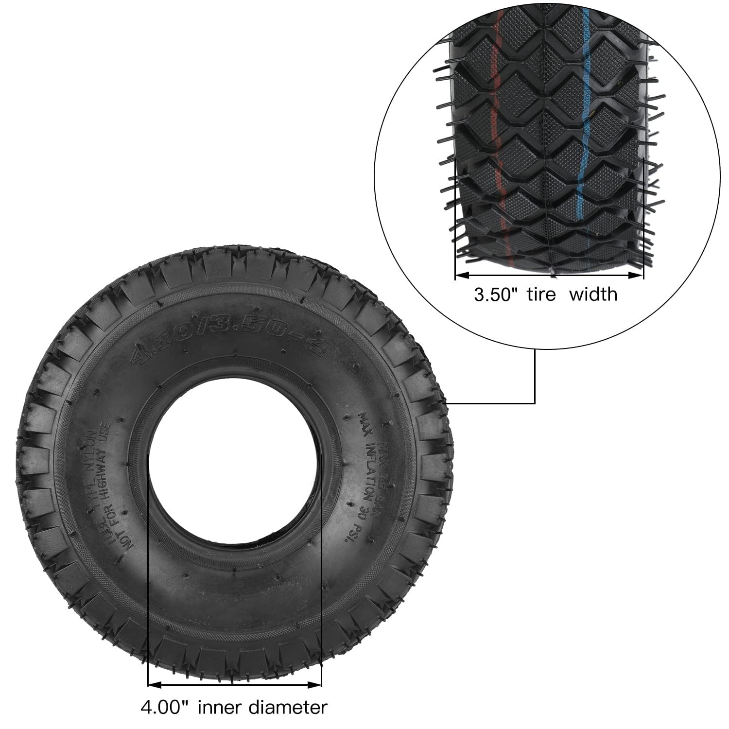 GREHUA Confezione da 2 pneumatici e camere d'aria 4.10/3.50-4 4.10-4 410-4 con valvola piegata di ricambio per tosaerba, carrelli a mano, carriole, carri, rimorchi, Go Cart, generatori, spazzaneve