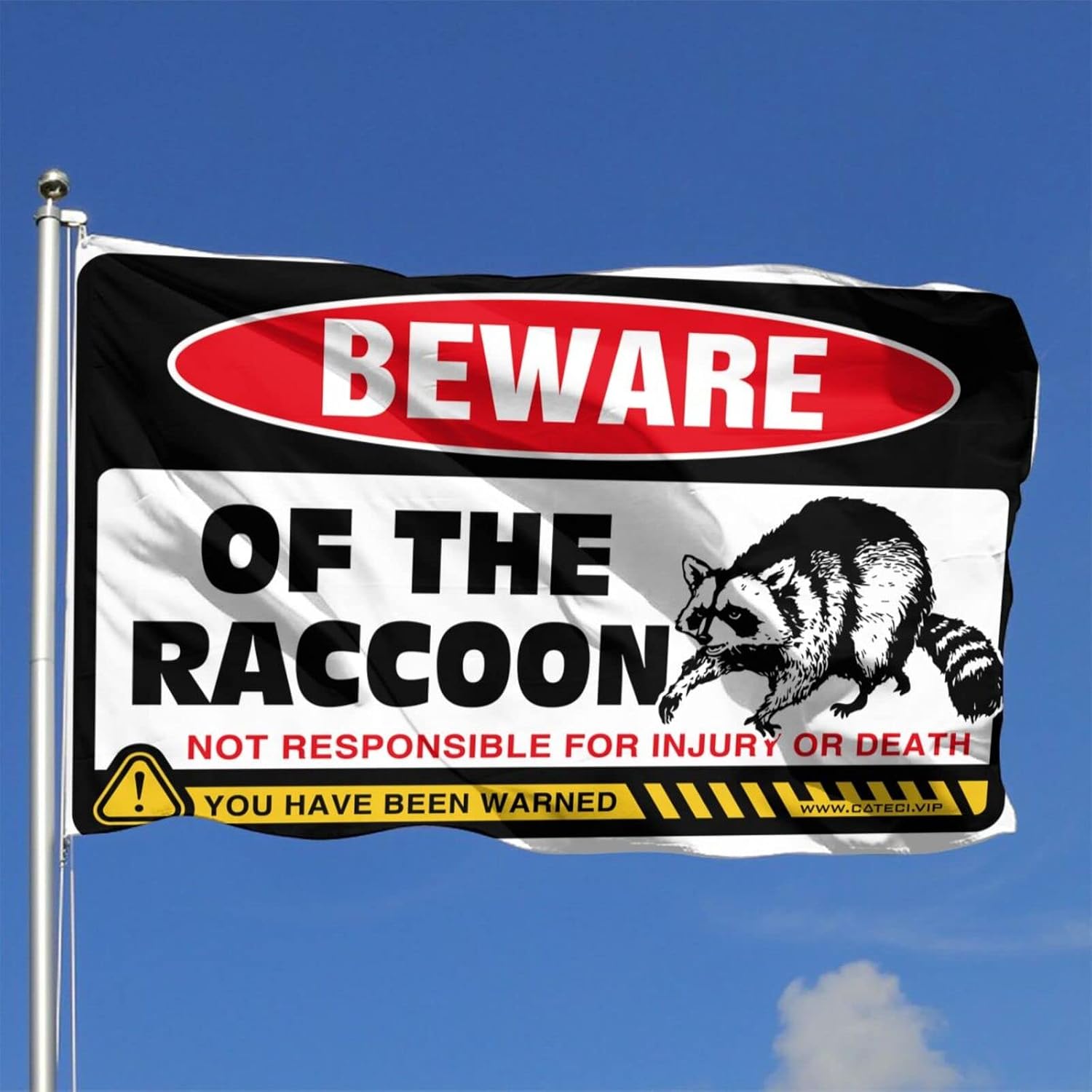 COTECI Room Flags For Teens Beware Of Raccoon Flag Cool Stuff For Your Room Teens Stuff (Size : 152X244CM)
