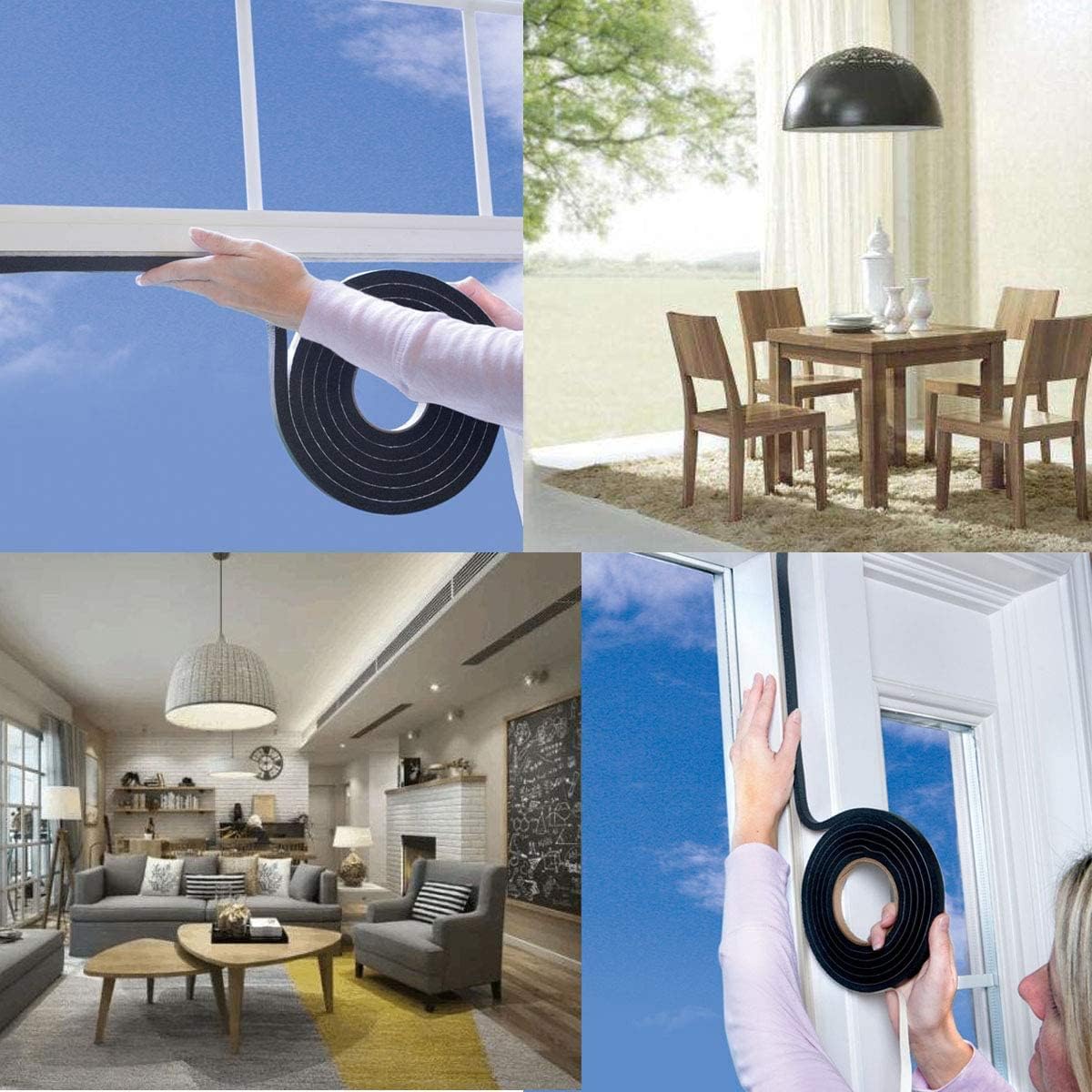 Foam Insulation Tape, Weather Stripping Door Seal Strip, Neoprene, 1/2in Wide x1/4in Thick, 13Ft Long