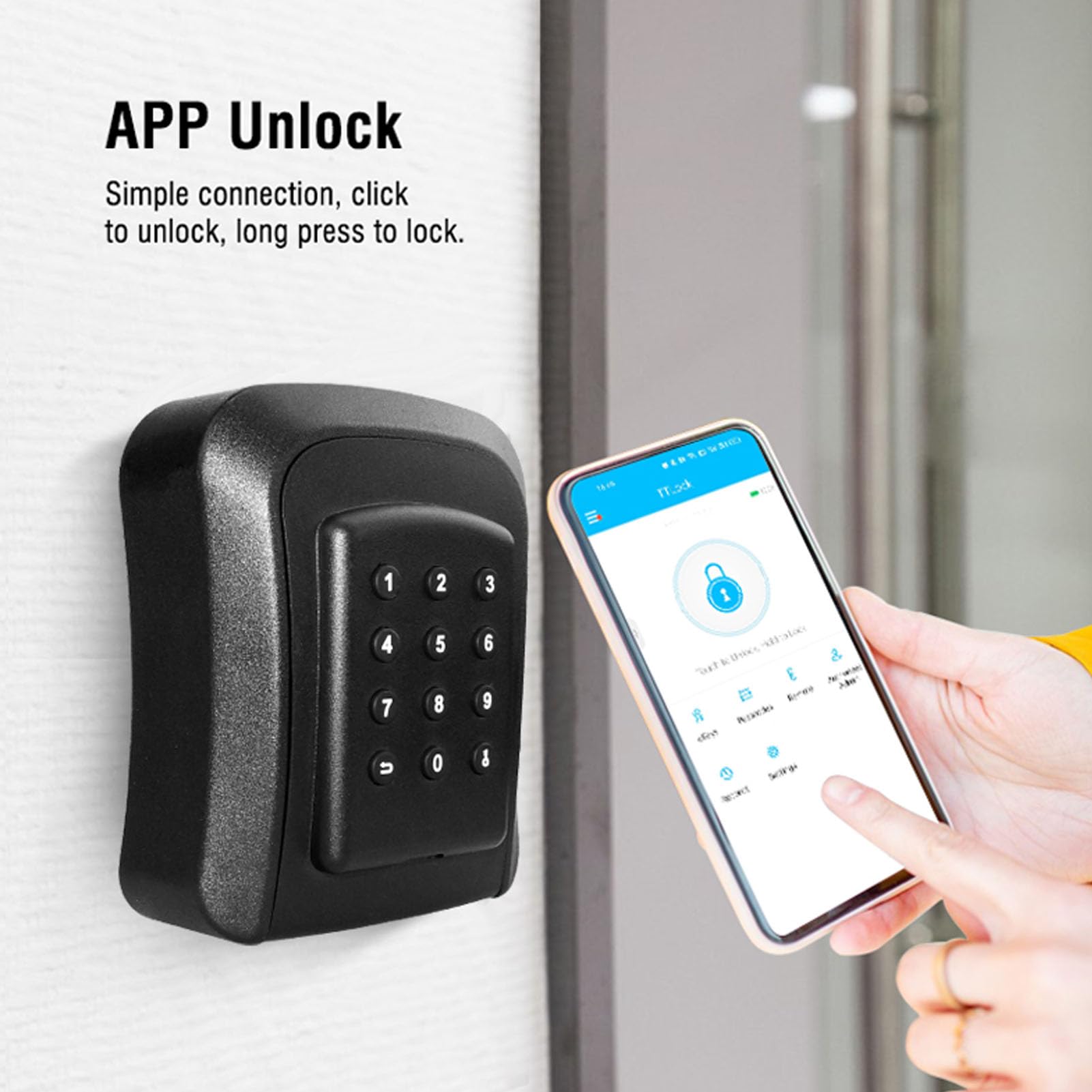 Ejoyous Cassetta di Sicurezza Portatile Smart Key Cassetta di Sicurezza Bluetooth in Metallo con Grillo a U App IP65 e Accesso Al Codice Tipo C Alimentazione di Emergenza per Uso Domestico Garage