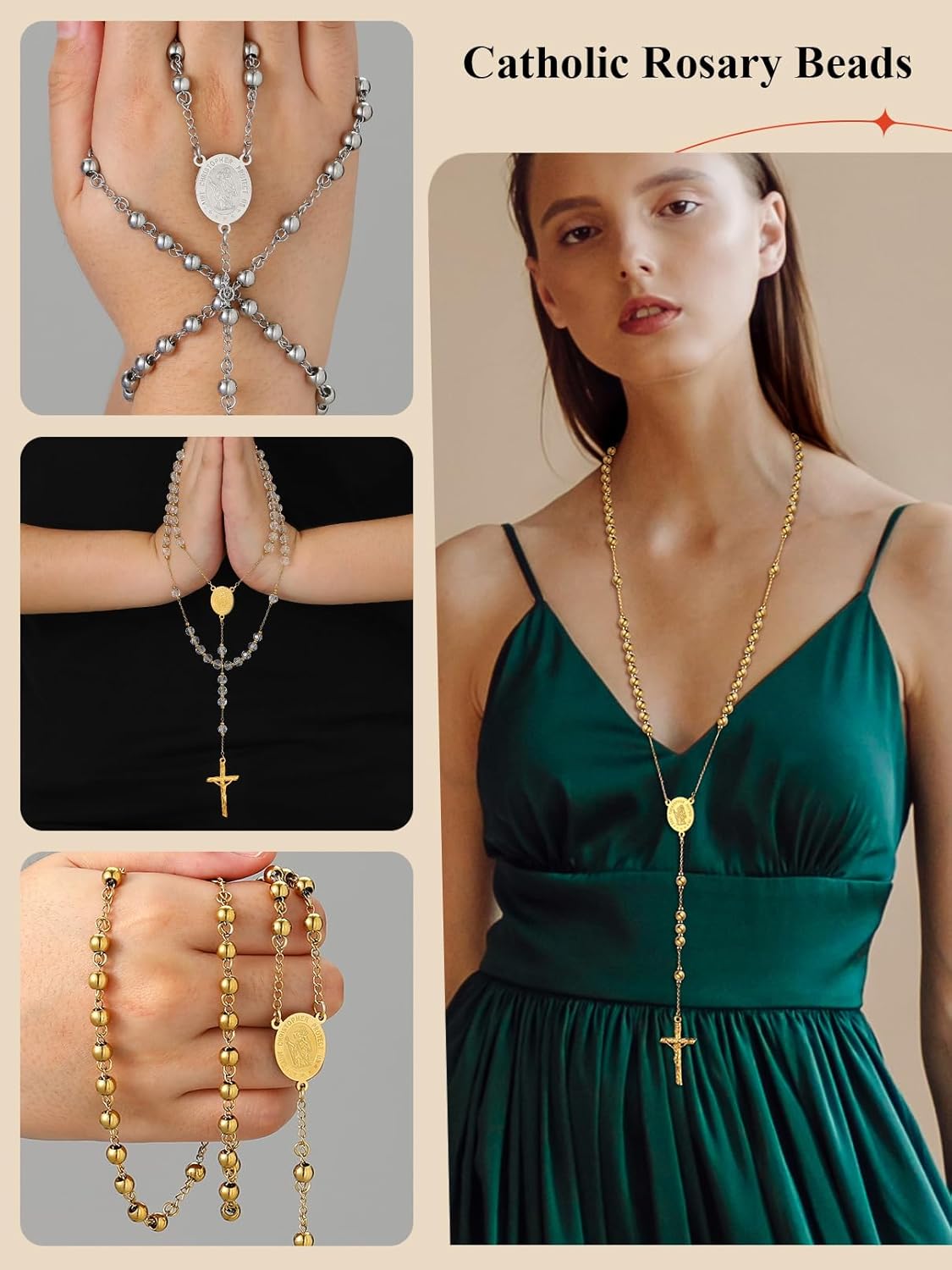 FaithHeart Rosary Beads Catholic Necklace for Men, St Michael/St Christopher/Virgin Mary Prayer Rosaries with Crucifix Cross Stainless Steel Praying Rosary Necklace - Image 4