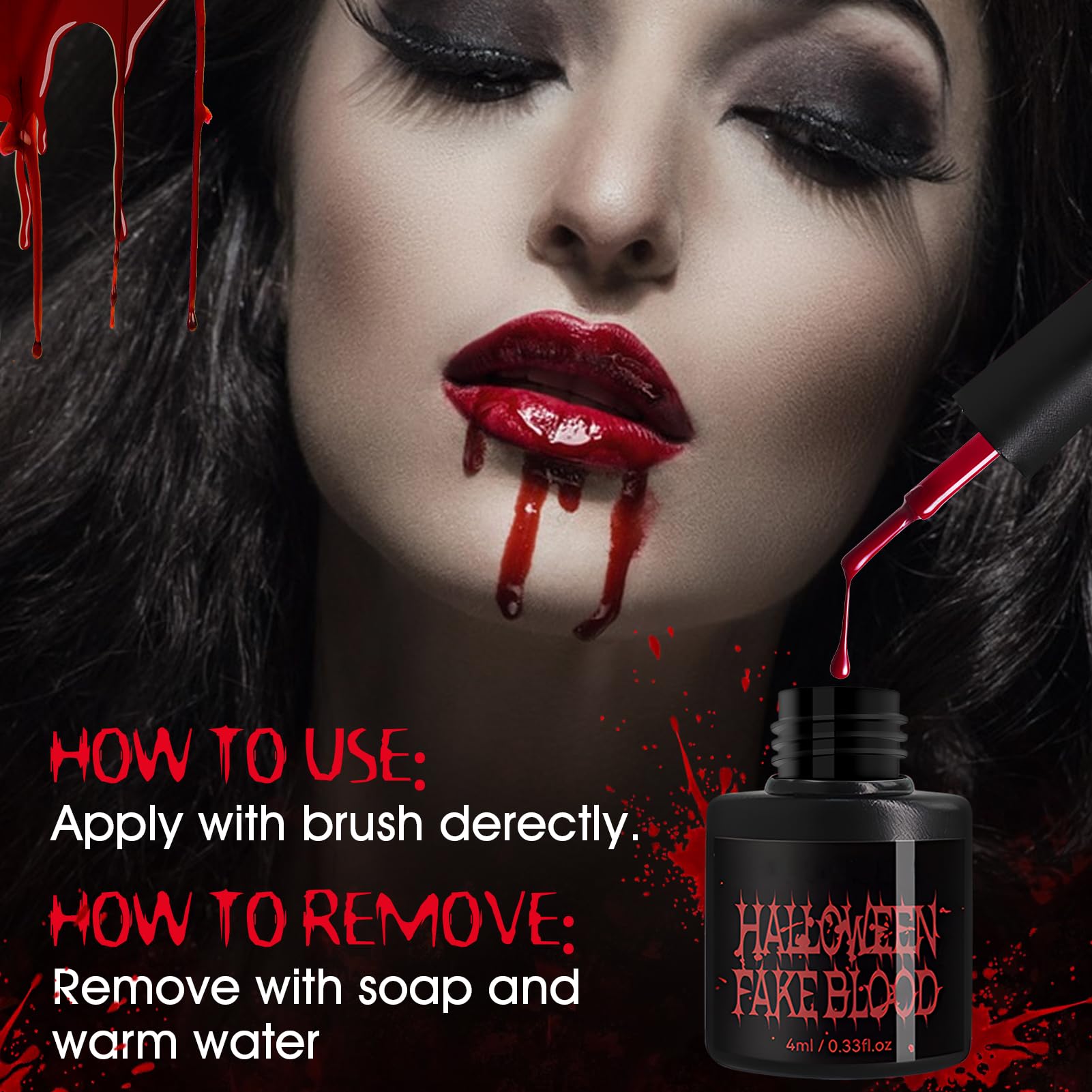Halloween Make Up Kit, All in One Makeup Kit, Vampire Makeup Kit with Metallic Eyeshadow, Halloween False Nails - Image 4