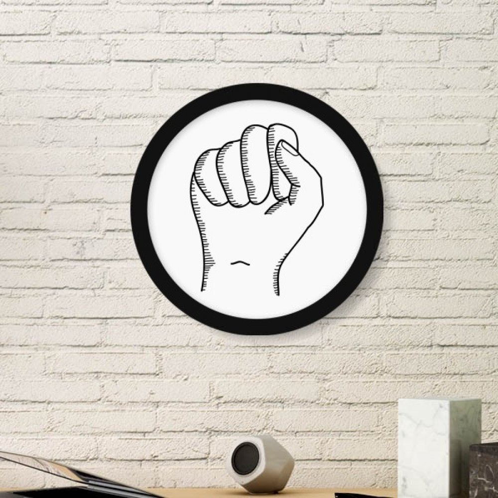 Cadre photo rond en bois noir avec peinture d'art de geste de ligne