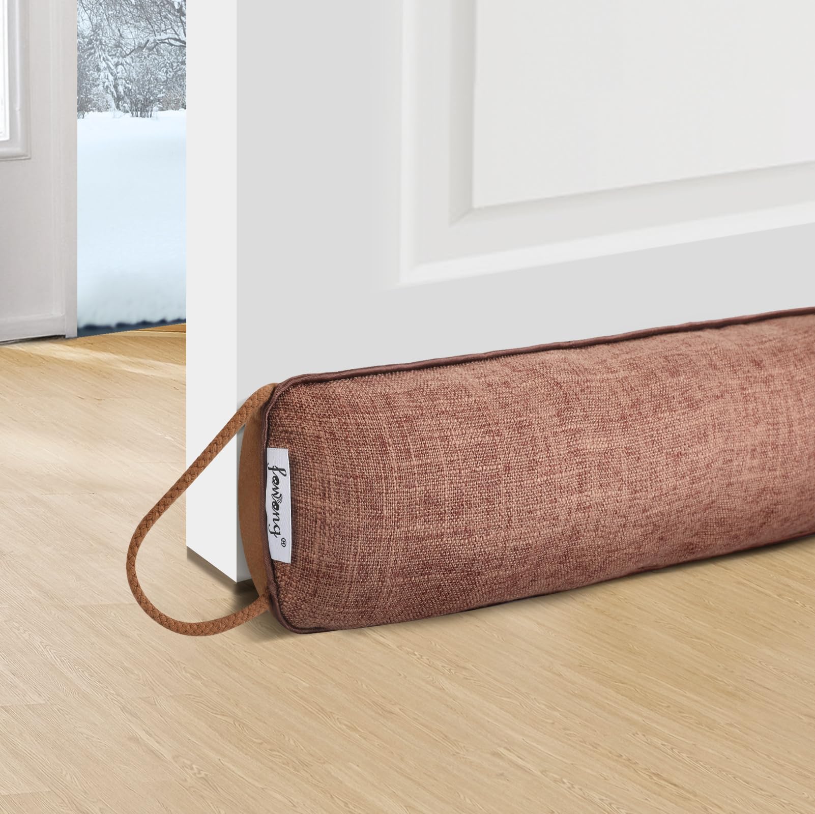 Fowong Coffee Draught Excluder For Doors, 97 X 10 Cm Heavy Duty Under Door Draft Excluder, Air Door Draft Stopper Blocks Drafts & Noise, Soundproof & Energy Efficient