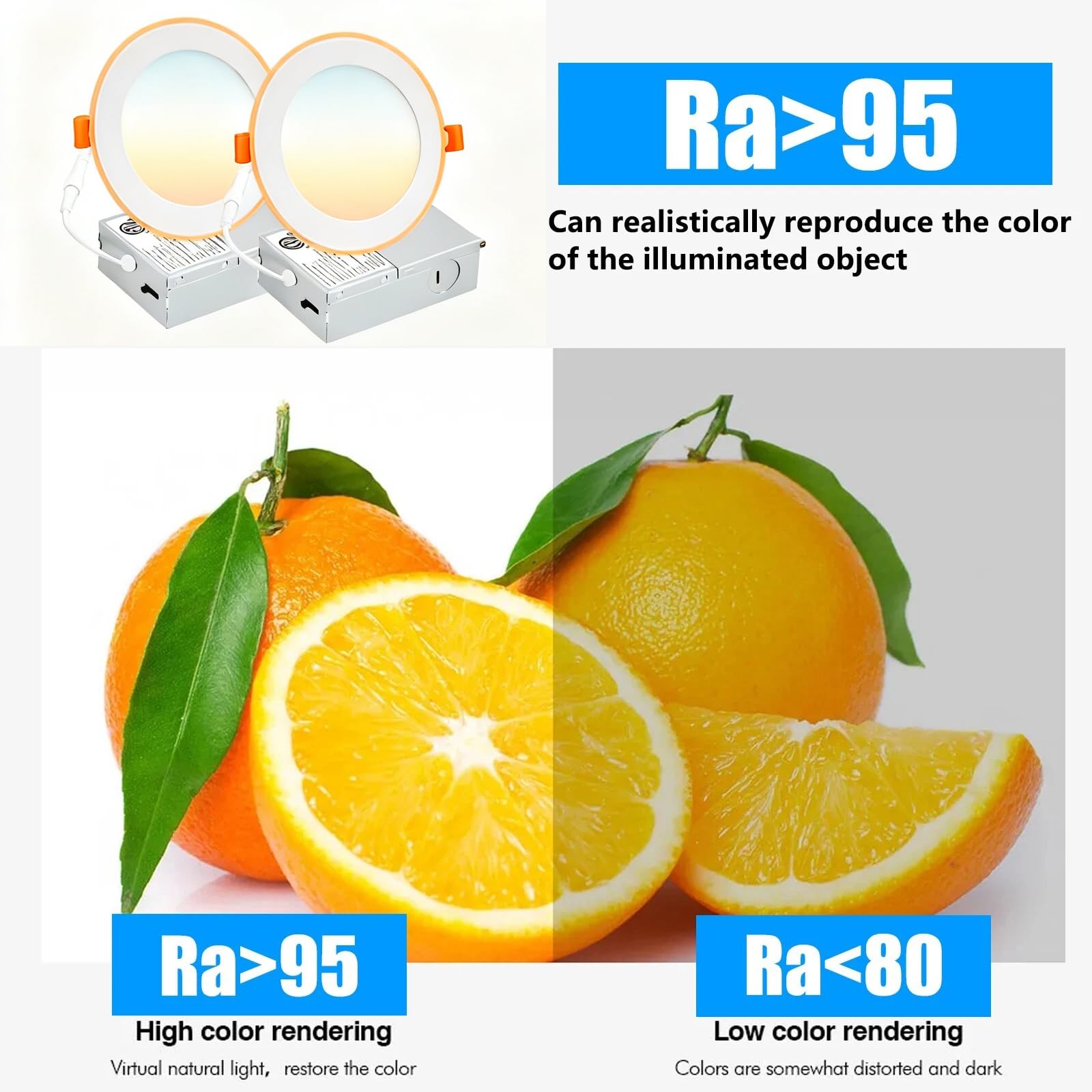 12Pack 4 Inch 5CCT LED Recessed Ceiling Light with Night Light 2700K 3000K 3500K 4000K 5000K Selectable Ultra-Thin — view 6