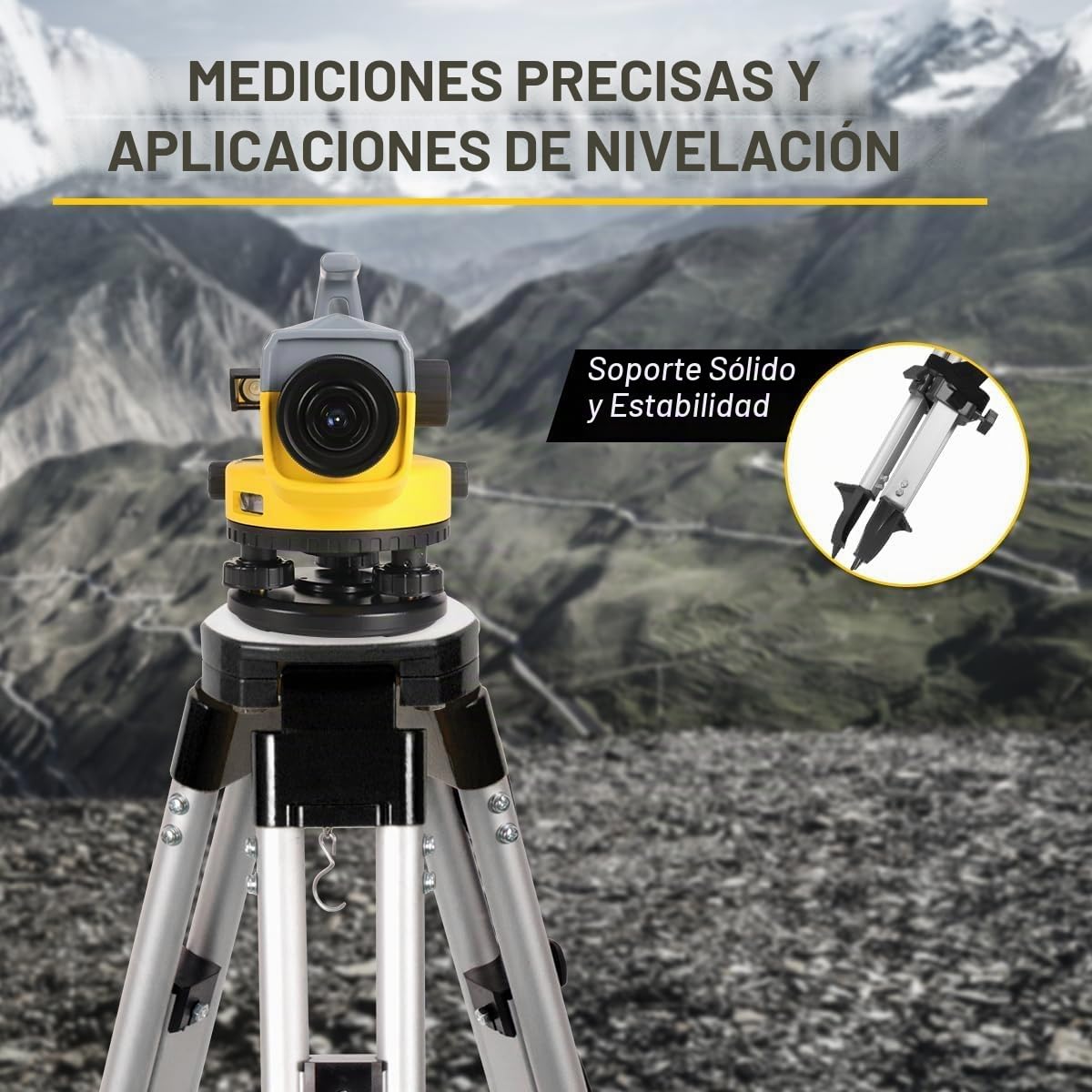3M - Juego de nivelación telescópica y trípode de medición (alcance de 3 metros, trípode rojo)
