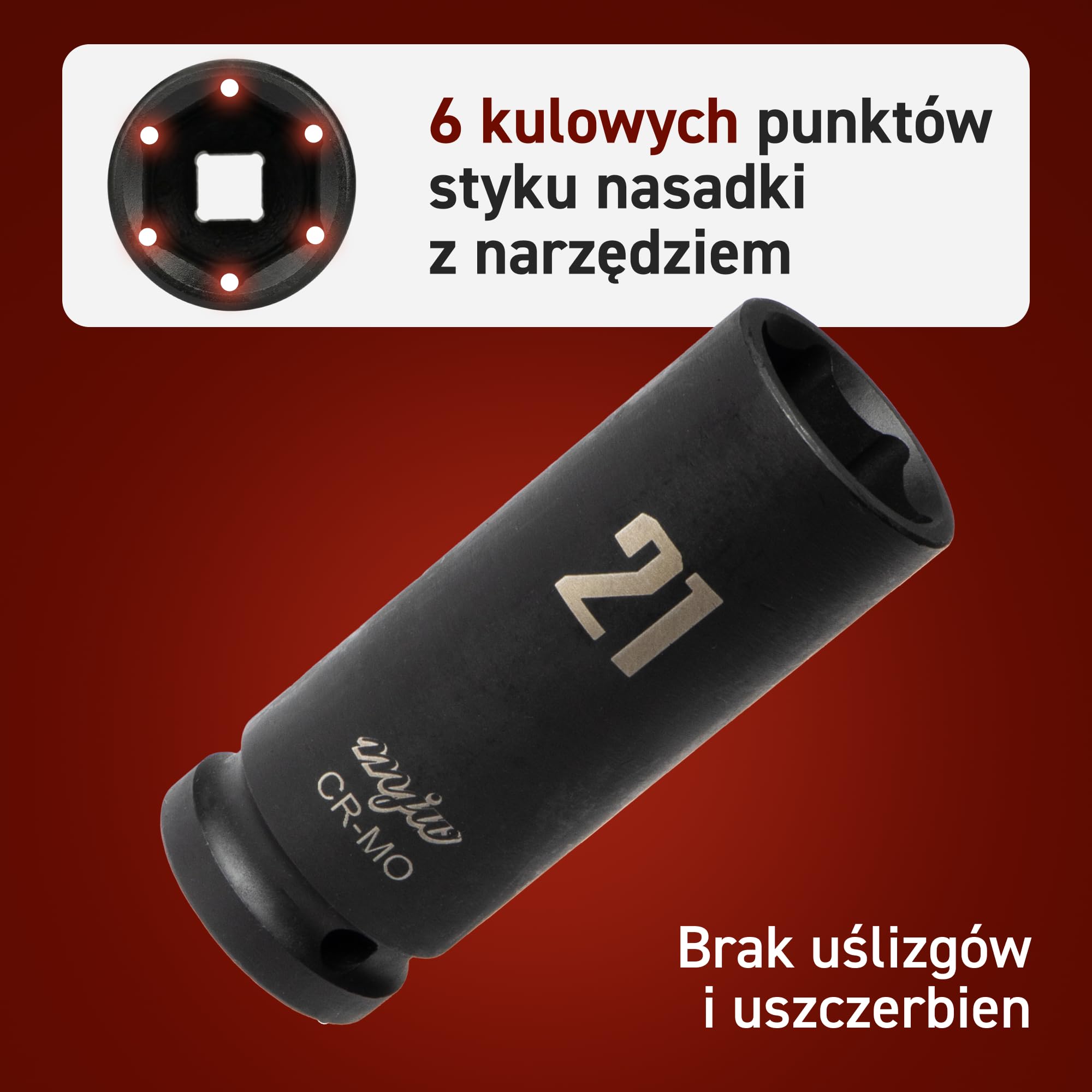 MJW Nasadki udarowe CrMo 1/2" 35 el. (8–32 mm krótkie, 10–32 mm długie) – zestaw nasadek udarowych do kluczy udarowych i narzędzi ręcznych – do garażu i profesjonalnego warsztatu