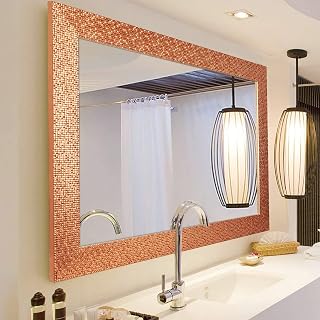 Framed Bathroom Mirror, Wall Mounted Decorative Mirror Copper 40*24inch
