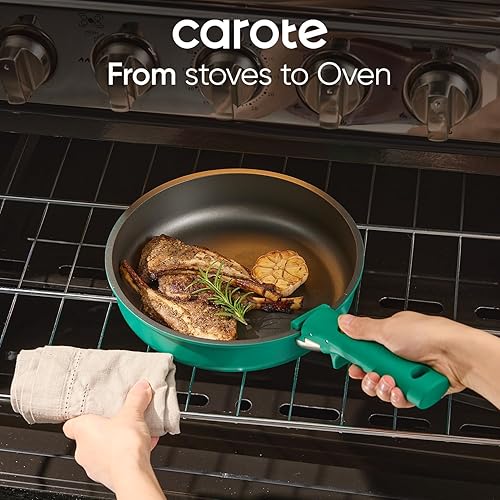 Miniatura 6 de CAROTE Juego de 11 ollas y sartenes, juego de utensilios de cocina antiadherentes, mango desmontable, juegos de utensilios de cocina de inducción