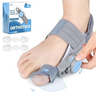 Bunion Corrector for Women Men: Big Toe Straightener Bunion Fix with Adjustable Knob-Orthopedic Bunions Splint Brace Toe Alignment Correction for Hallux Valgus Pain Relief Day/Night (Grey) - Amazon product rated Grade A