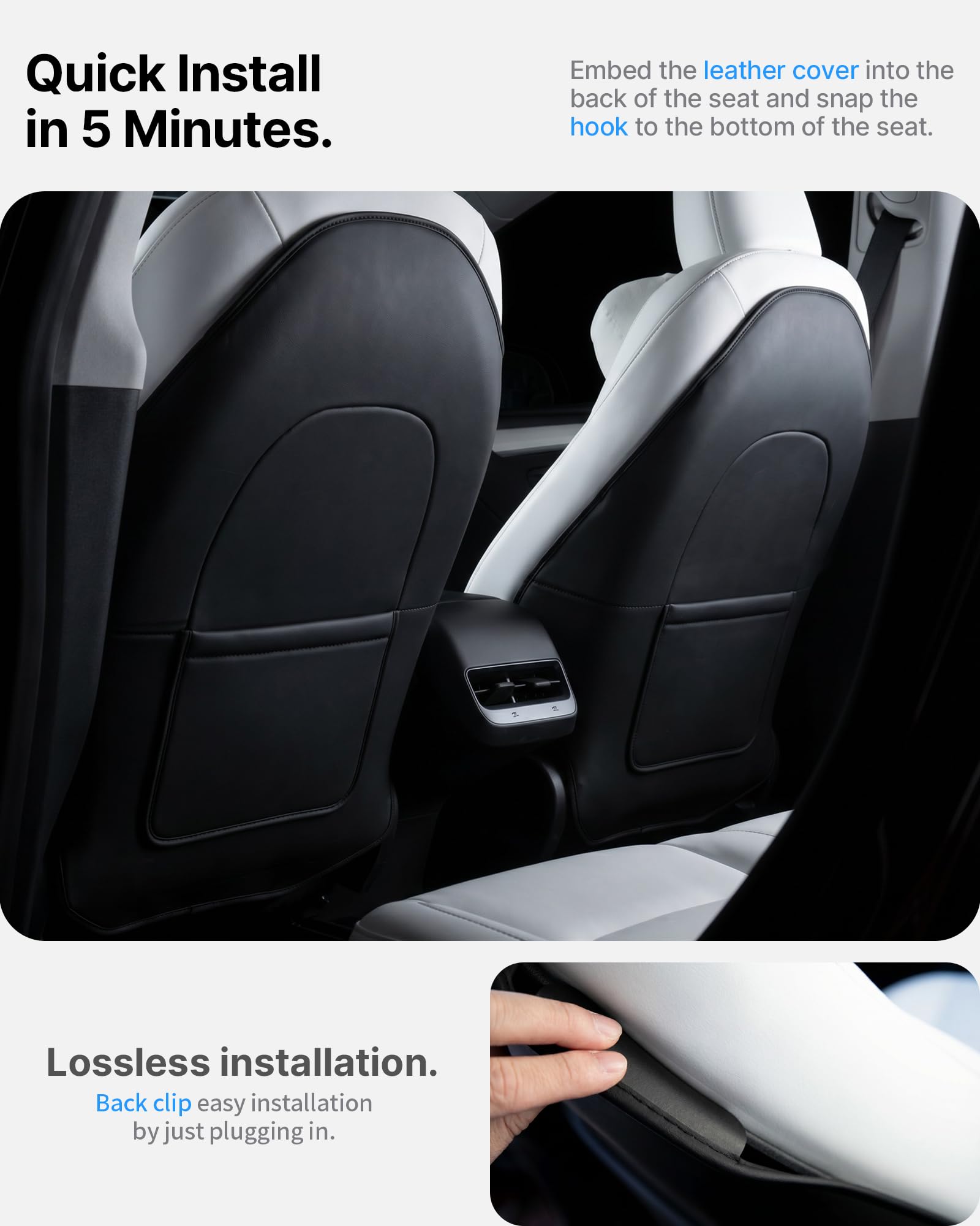 2 Pezzi Protezione per Schienale Posteriore per Tesla Model Y/3 | per Tesla Model 3 2017-2023, 2024-2026+Highland (solo Premium) e Model Y 2020-2024, 2025-2026+Juniper (solo Premium)