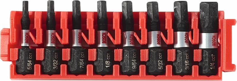 BOSCH ITDHV108C - 8 pc. Driven 1 in. Impact Hex Insert Bits with Clip for Custom Case System