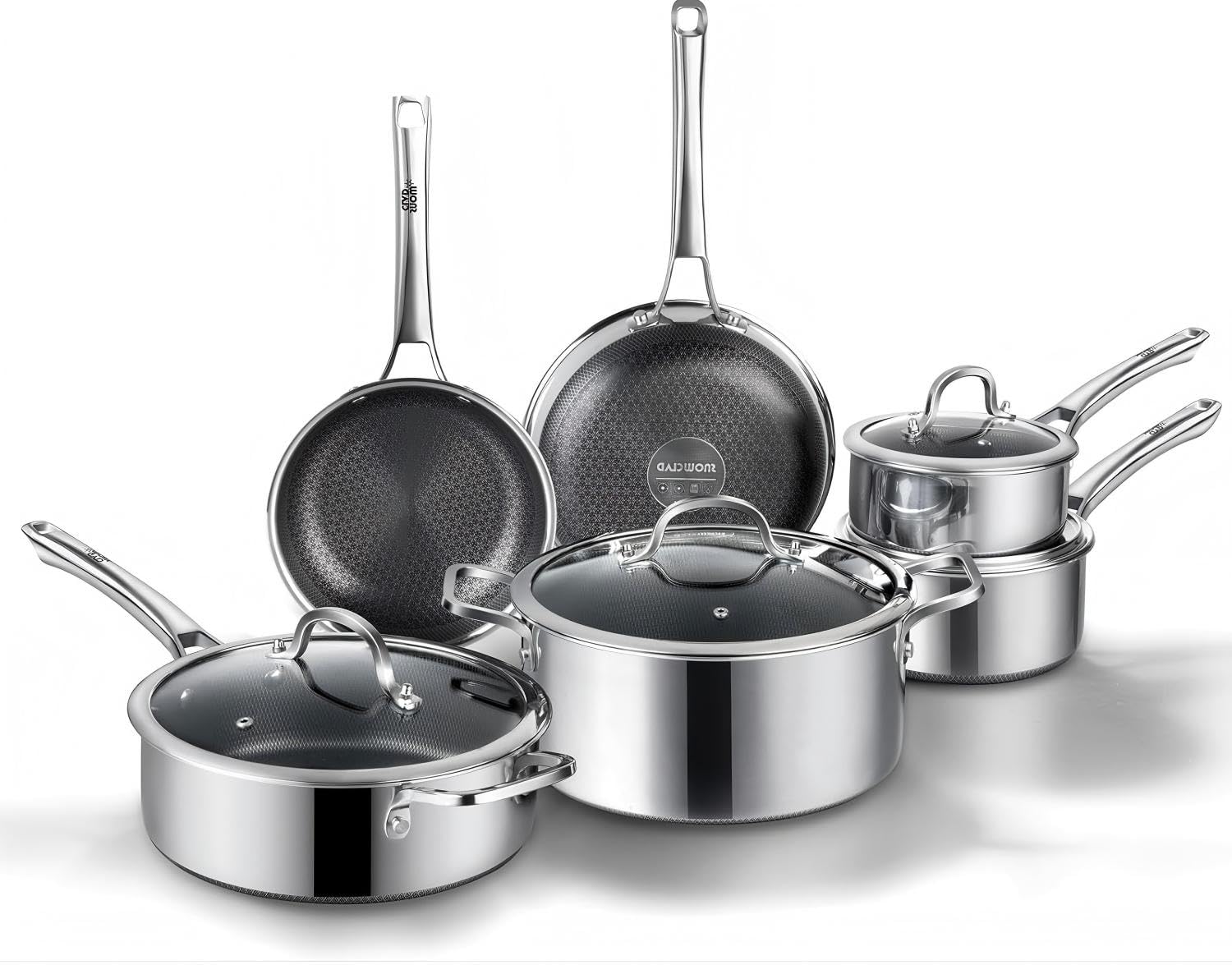 OATOFP Non Stick Frying Pans Set, Hybrid Pans Set Nonstick (10 pcs), Pan for cooking, PFOA Free Kitchen set, Dishwasher and Oven-Safe Cookware Sets,