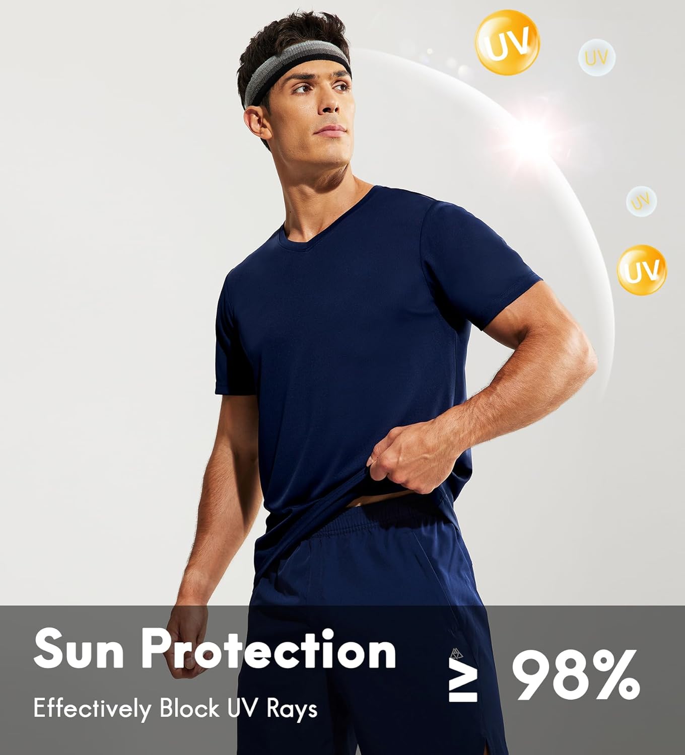 Haimont Men's V Neck Athletic T Shirts Lightweight Gym Workout Running Short Sleeve Tee Shirts Moisture Wicking UV Protection