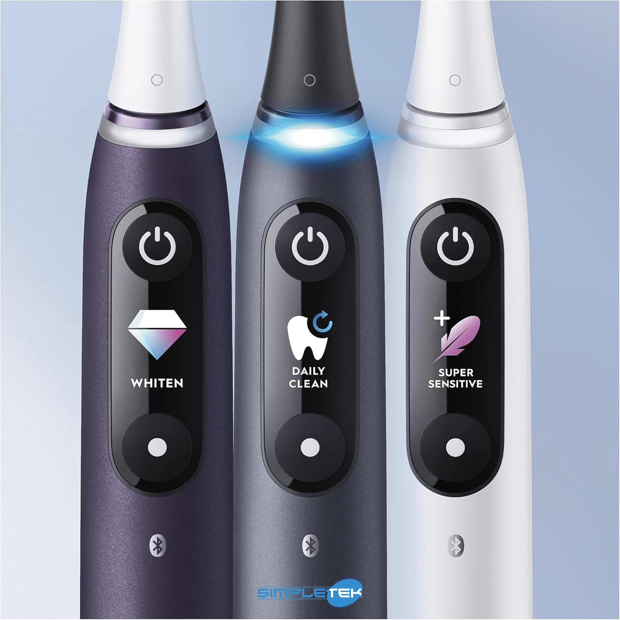 SIMPLETEK - Cepillo de dientes eléctrico inteligente negro - Tecnología de micro-vibraciones con pantalla LCD, conectividad y base de carga (reacondicionado)