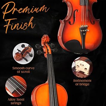 Full Size Violin, Full Size with Strings and Rosin, Full Size Violin for Beginners (1/2CVN-300)