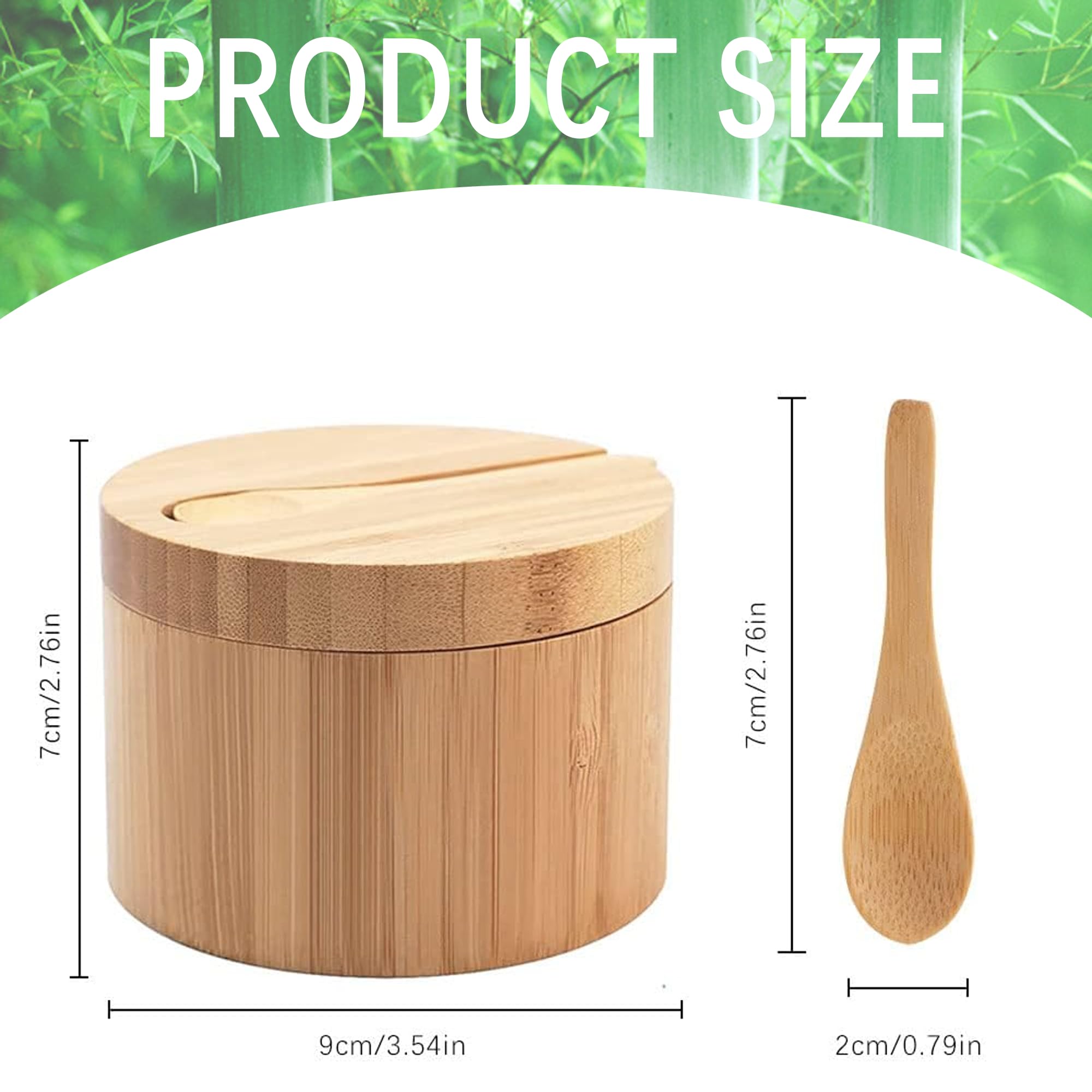 Saliera In Legno Di Bamb&ugrave; Con Cucchiaio - Contenitore Spezie Girevole