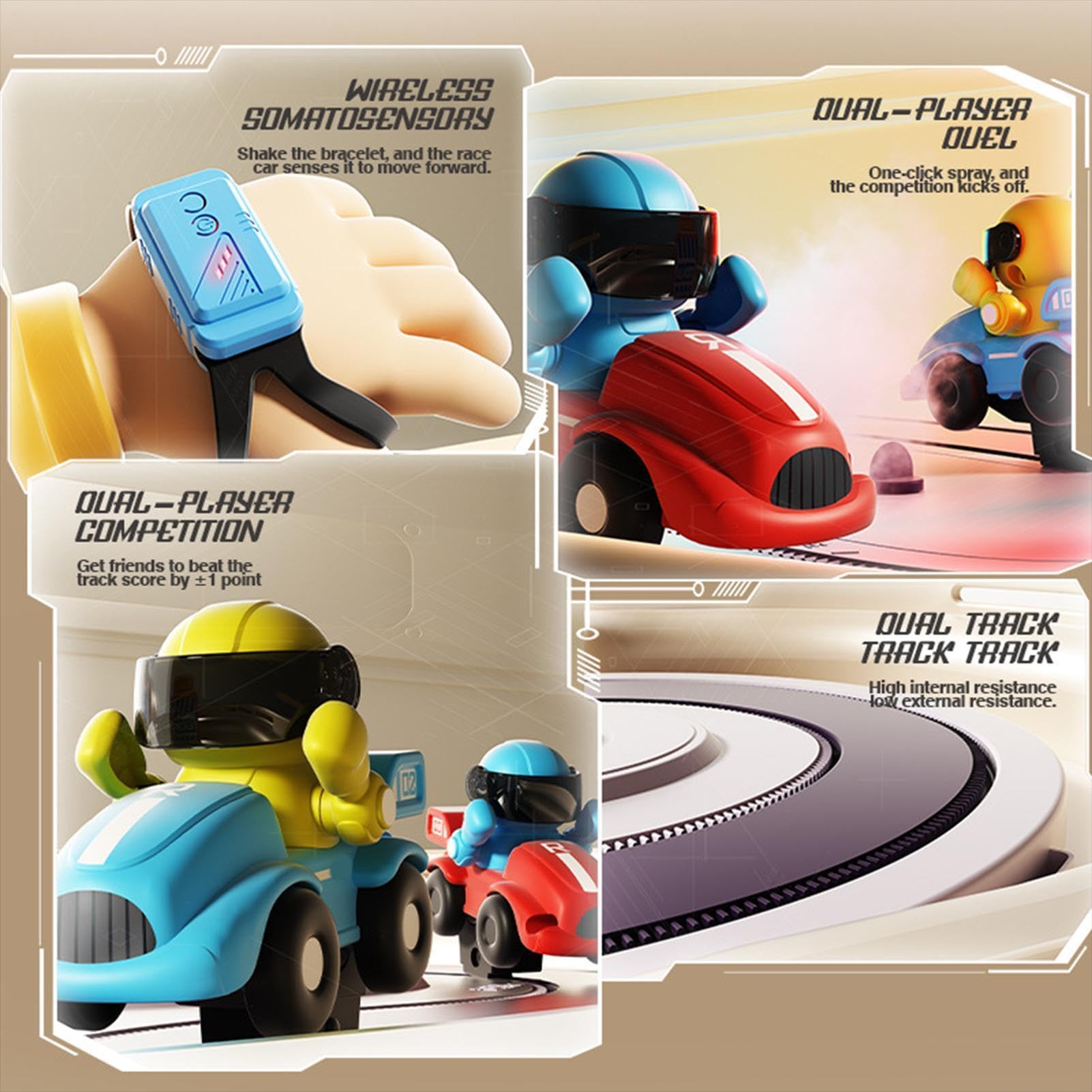 Juego de Carreras Inalámbrico con Detección por Movimiento Actividad | Juguete Movimiento Pista Para Niños De 3+ Años Y Adultos De Cumpleaños