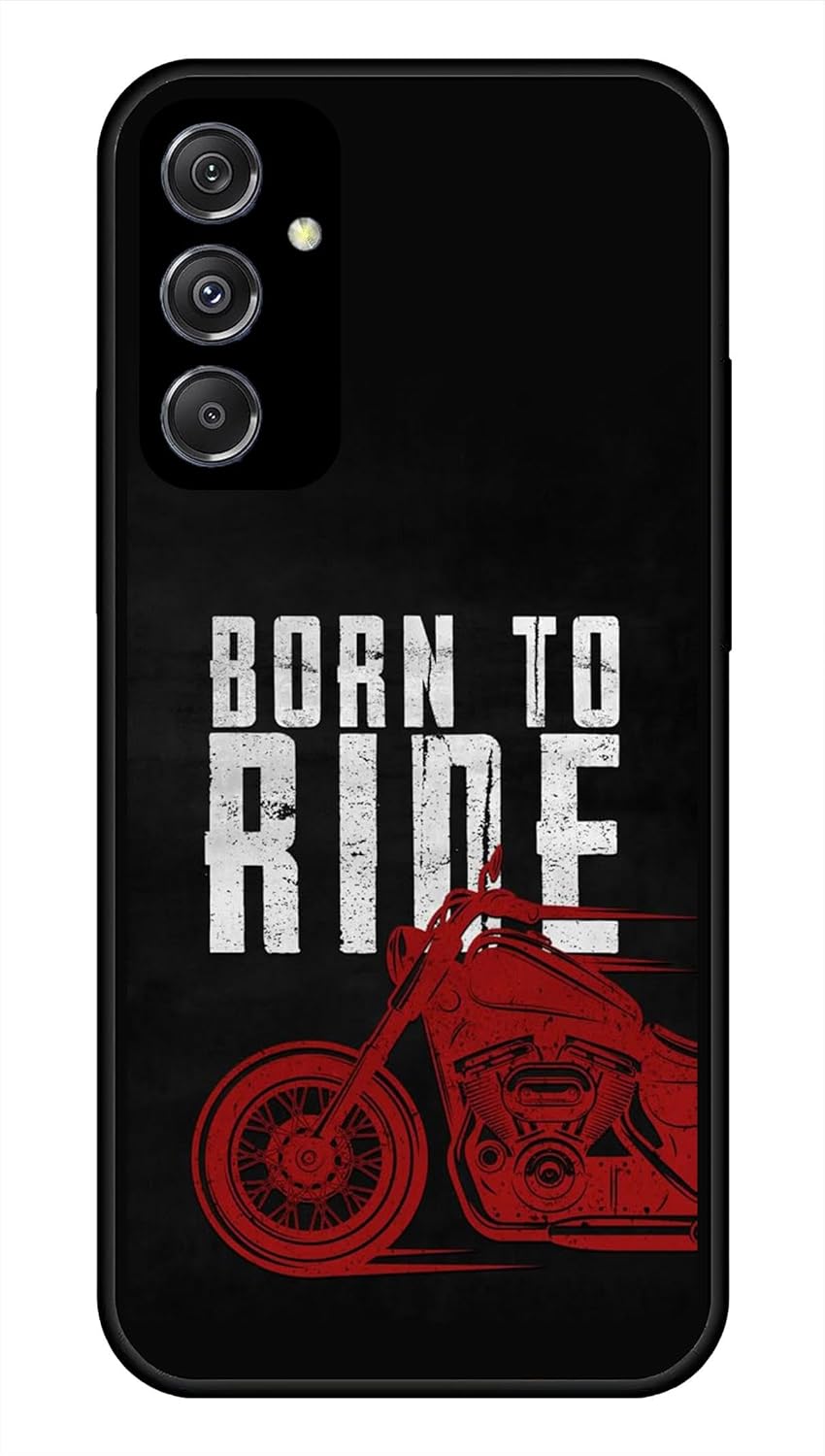 NDCOM for Samsung F55 5G Back Cover and Samsung M55 Back Cover – Durable F55 Samsung Mobile 5G Cover Born to Ride Bike Printed Metal Case