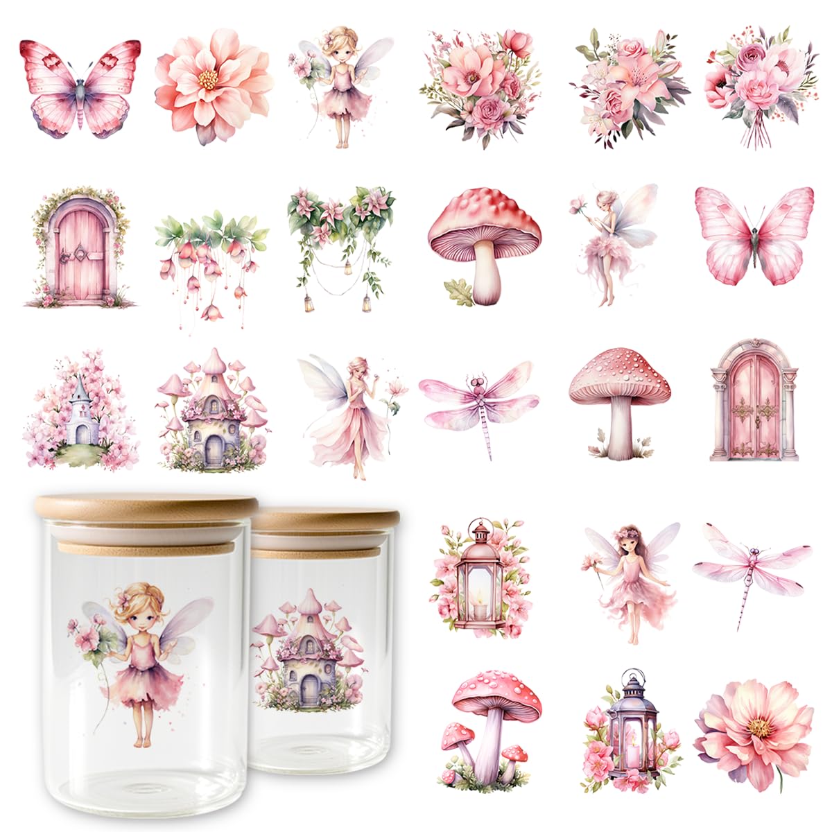 Autocollants UV DTF fée fleur de qualité supérieure pour la décoration personnalisée de tasses