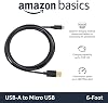 Cable de carga Amazon Basics USB-A a Micro USB, velocidad de transferencia de datos 480Mbps, conectores chapados en oro, compatible con teléfonos y tabletas Android, 6 pies, negro 3