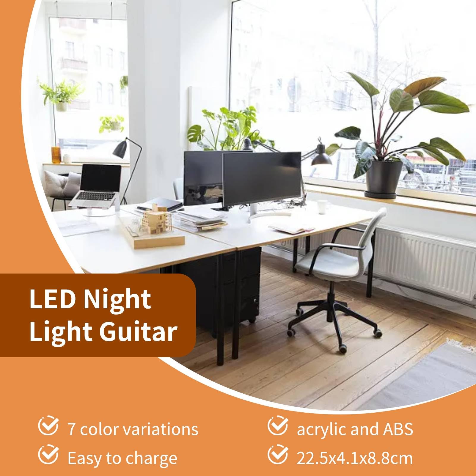 Jwthee Guitar Night Light, 3D LED Optical Illusion Lamp 7 Color Changing Illusion Table Lamp Musical Lights for Home Office Party - Image 4