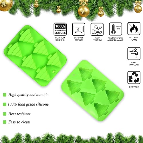 Miniatura 4 de 2 moldes de silicona para árbol de Navidad, 6 cavidades antiadherentes para árbol de Navidad, moldes para pastel de chocolate, para hacer dulces,