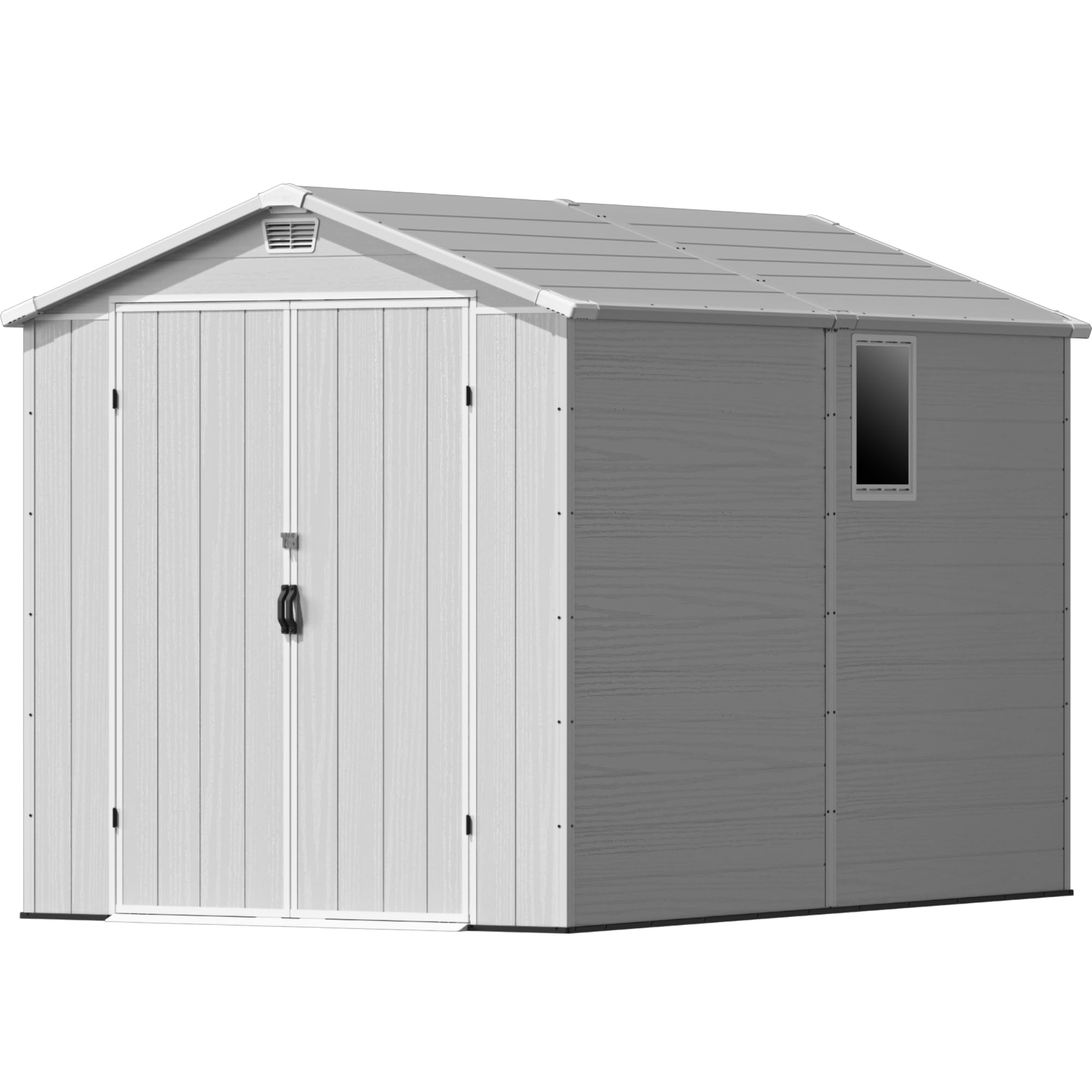 Devoko 6x10 FT Plastic Storage Shed, Outdoor Resin Waterproof Garden Shed with Floor, Light Gray