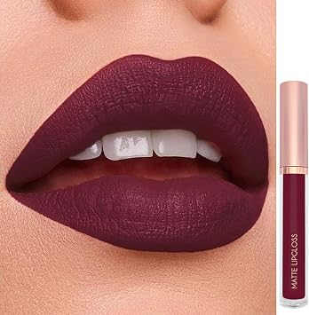 Matte Lip Gloss Set, 3PCS Brown Burgundy Red Liquid Lipsticks, Ultra Matte Waterproof Smudge-proof Lipstick Kit, Long Lasting Highly Pigmented Tinted Lip Balm, Gift for Women