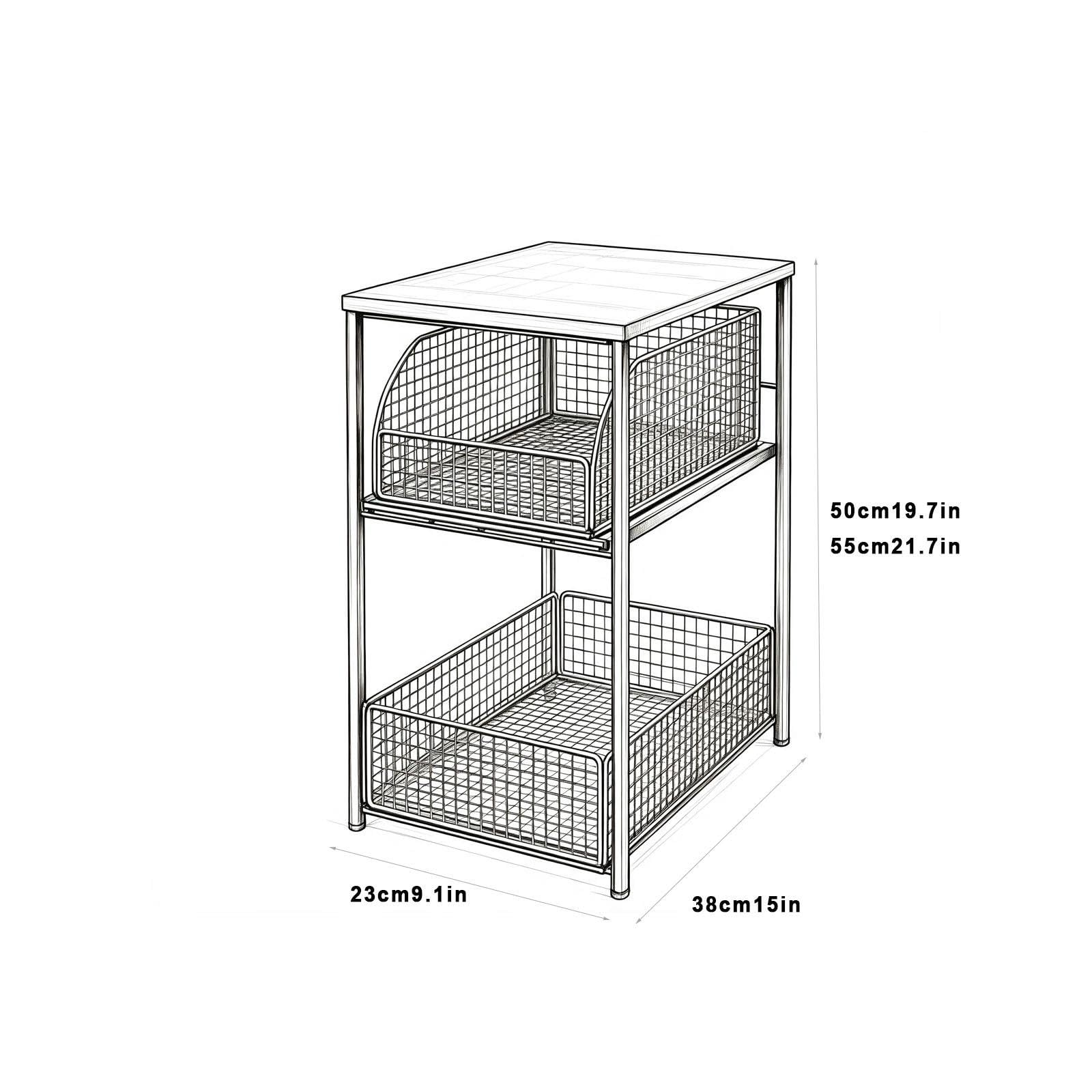 Carrello Portaoggetti con Ruote, Organizer Metallo 3 Livelli