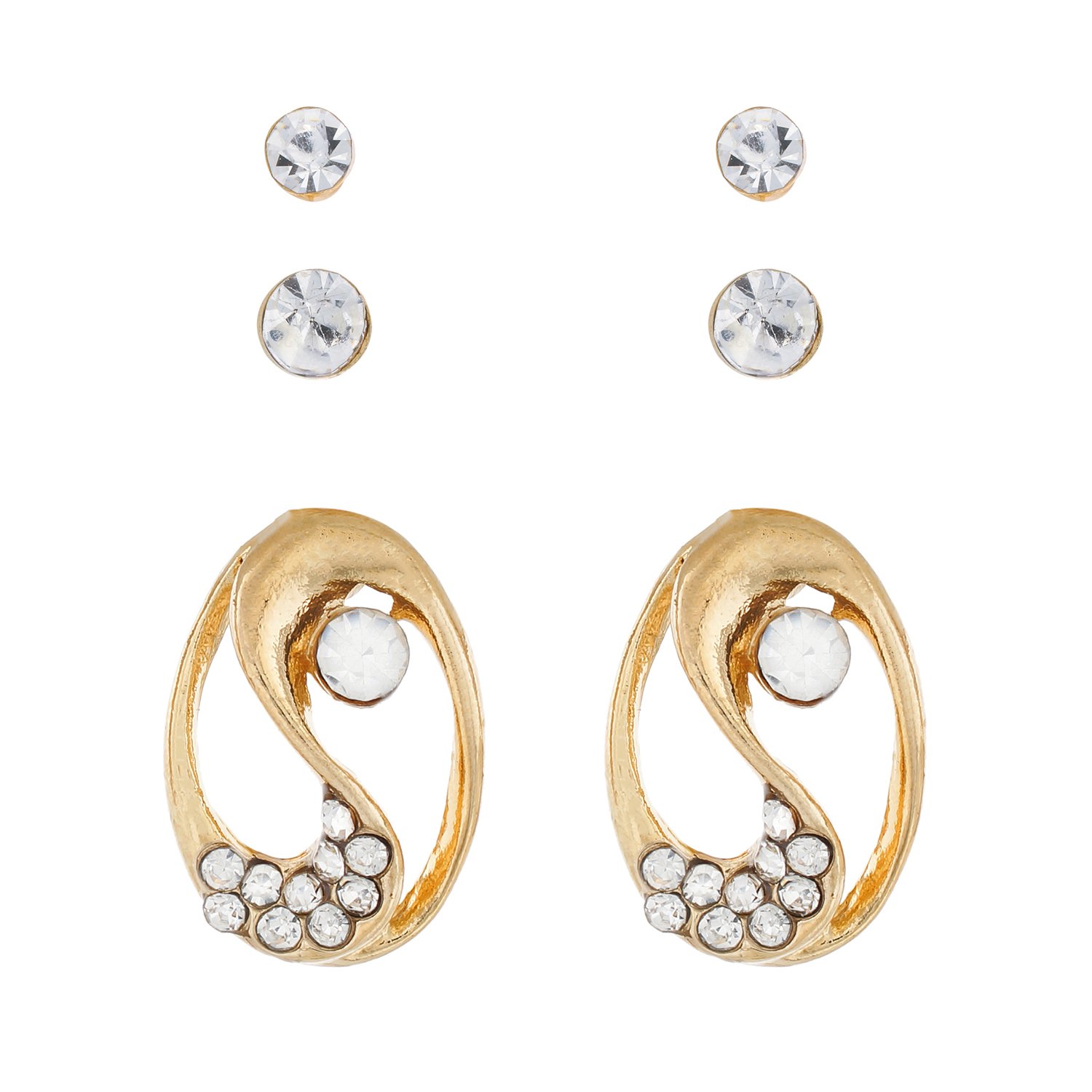 OSF Gold Colour Oval Shape Fashion Stud Earrings For Girls And Womens.