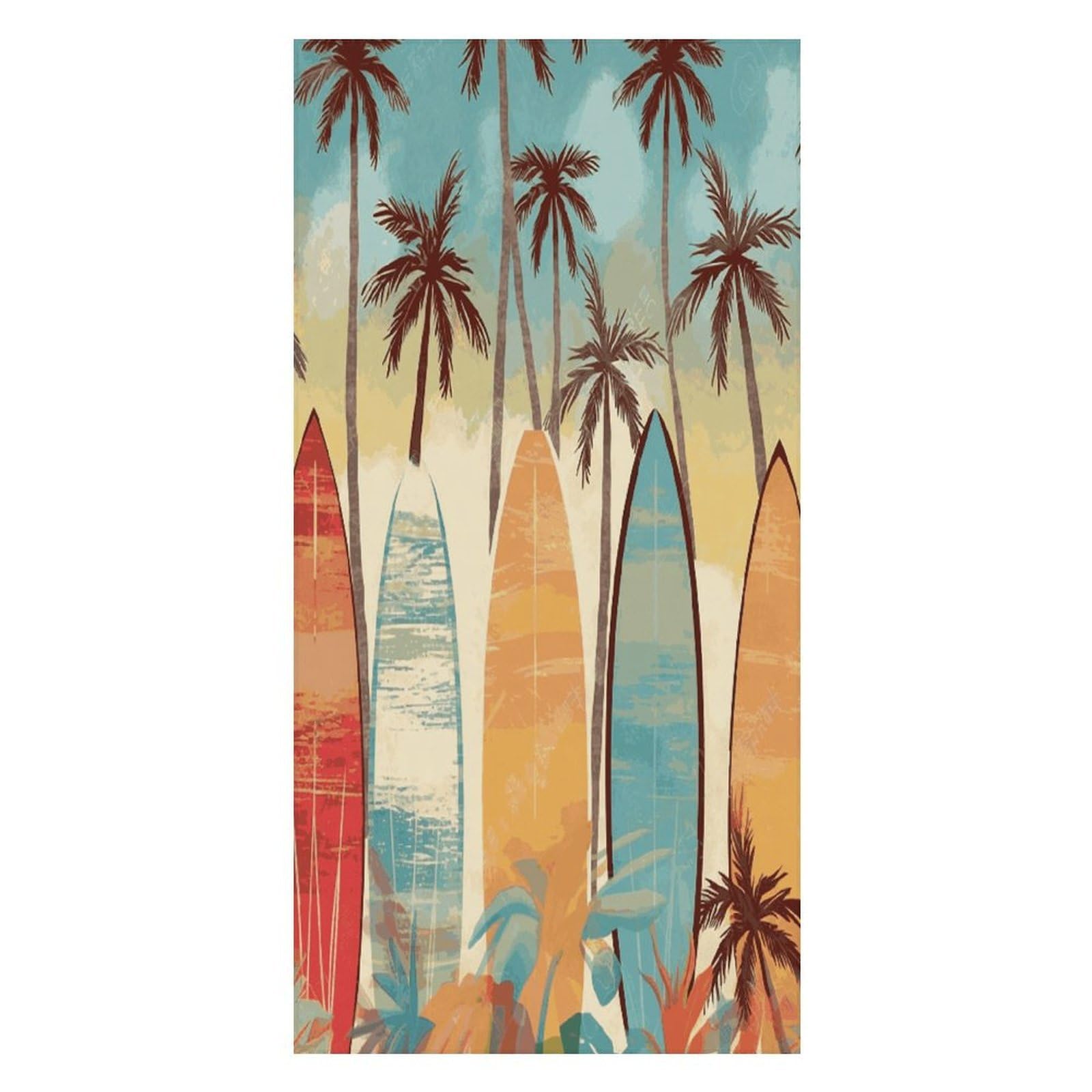 FekiLoot Surfboard Palm Tree Beach Towel Oversized Bath Towel Ultra Soft Pool Towel Cozy Swim Towel Silky Lounge Towel Quick Dry Travel Towel Gentle Absorbent Towel for Adults Women Men