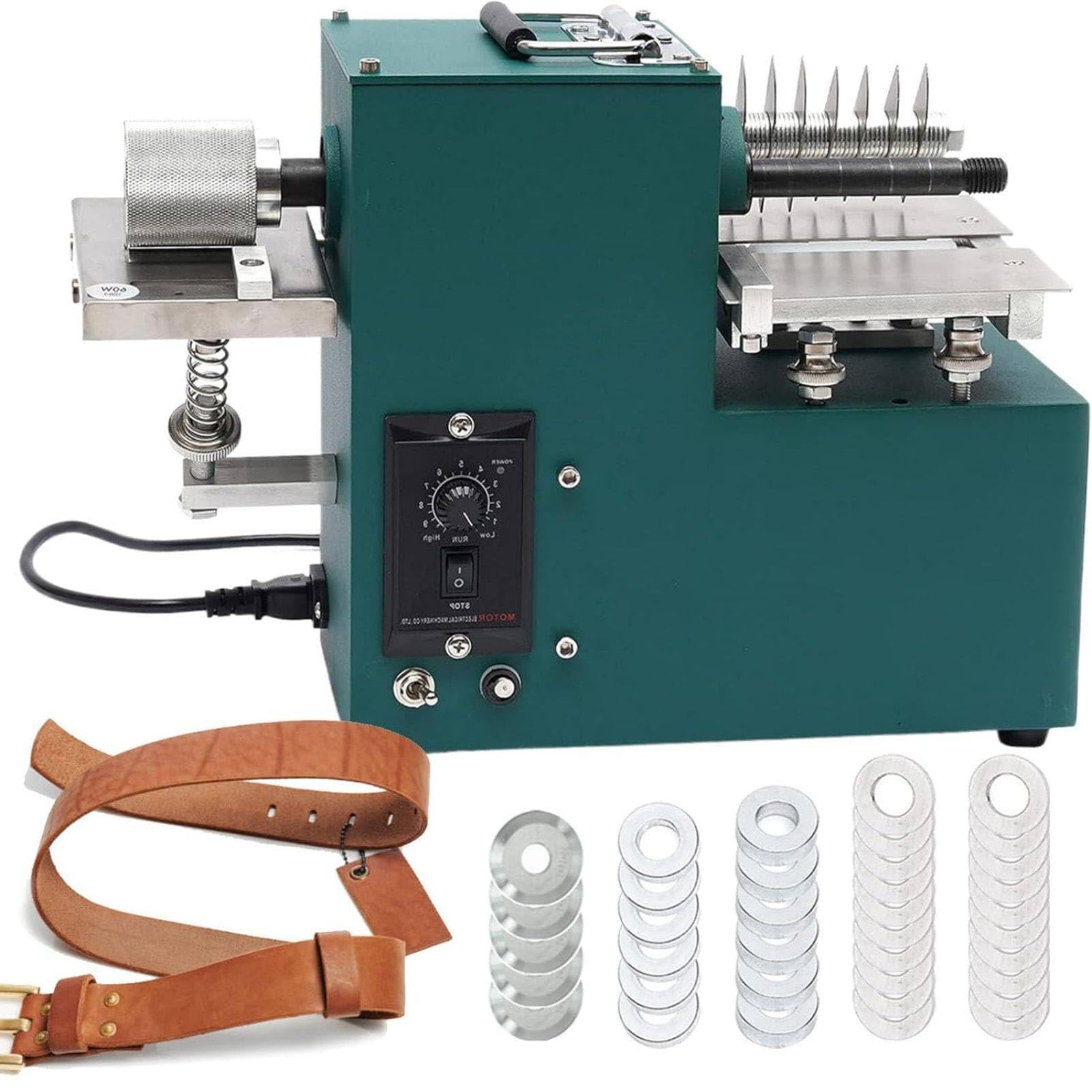 MhWrughts Leather Cutting Machine, Electric Leather Strip Cutter, 2-86mm Adjustable Cutting Width, 40W Multi Blade Slitting Machine, 90mm Shaft for Leather Craft, Belt Making, DIY Workshop