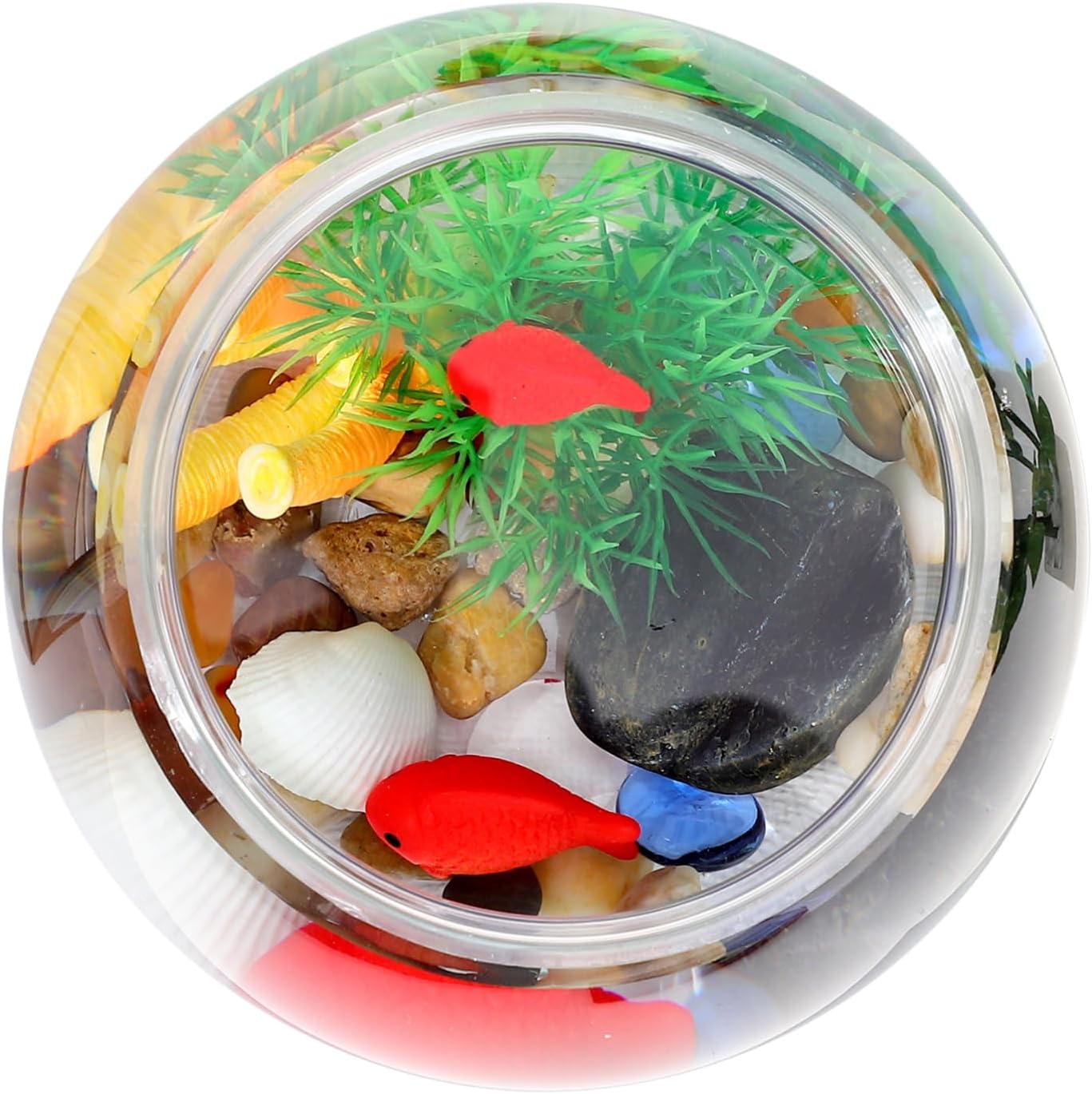 6pcs Transparent Round Fish Bowls Lightweight Falling Fish Tanks for Compact Plastic Tabletop Aquarium for and Betta Decorative Clear Design