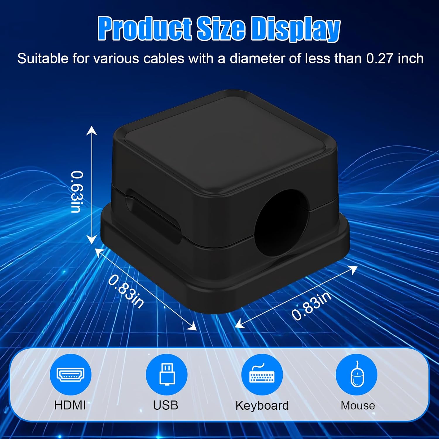 Cable Organizer Clips Set Magnetic Cord Holder for Charging Data USB Cable Management Desk Wire Storage(Black,10PCS)