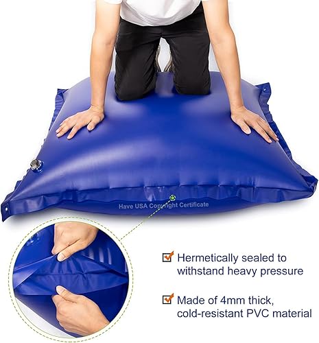 Miniatura 5 de Almohada de piscina de 4 x 4 pies para piscinas sobre el suelo, 0.020 in extra gruesa y fuerte, resistente al frío, llows para cerrar el invierno,