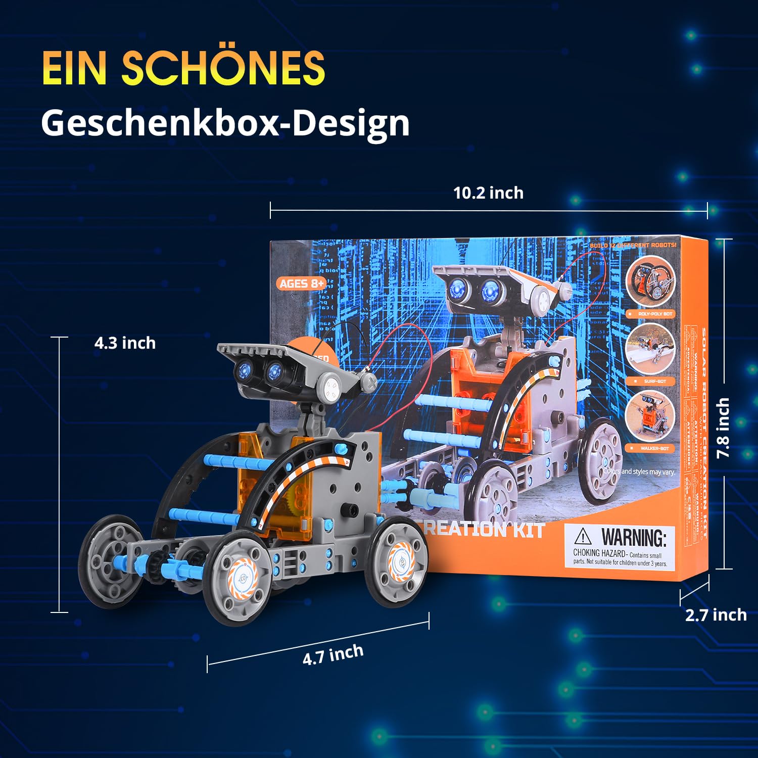 Solar Roboter Spielzeug ab 8 Jahre,OMWay 12-in-1 STEM Experimente für Kinder Alter 9 10 11 12,Konstruktionsspielzeug Bausatz,Geschenke Spielzeug für 13 14 Jährige Junge Mädchen, Grau