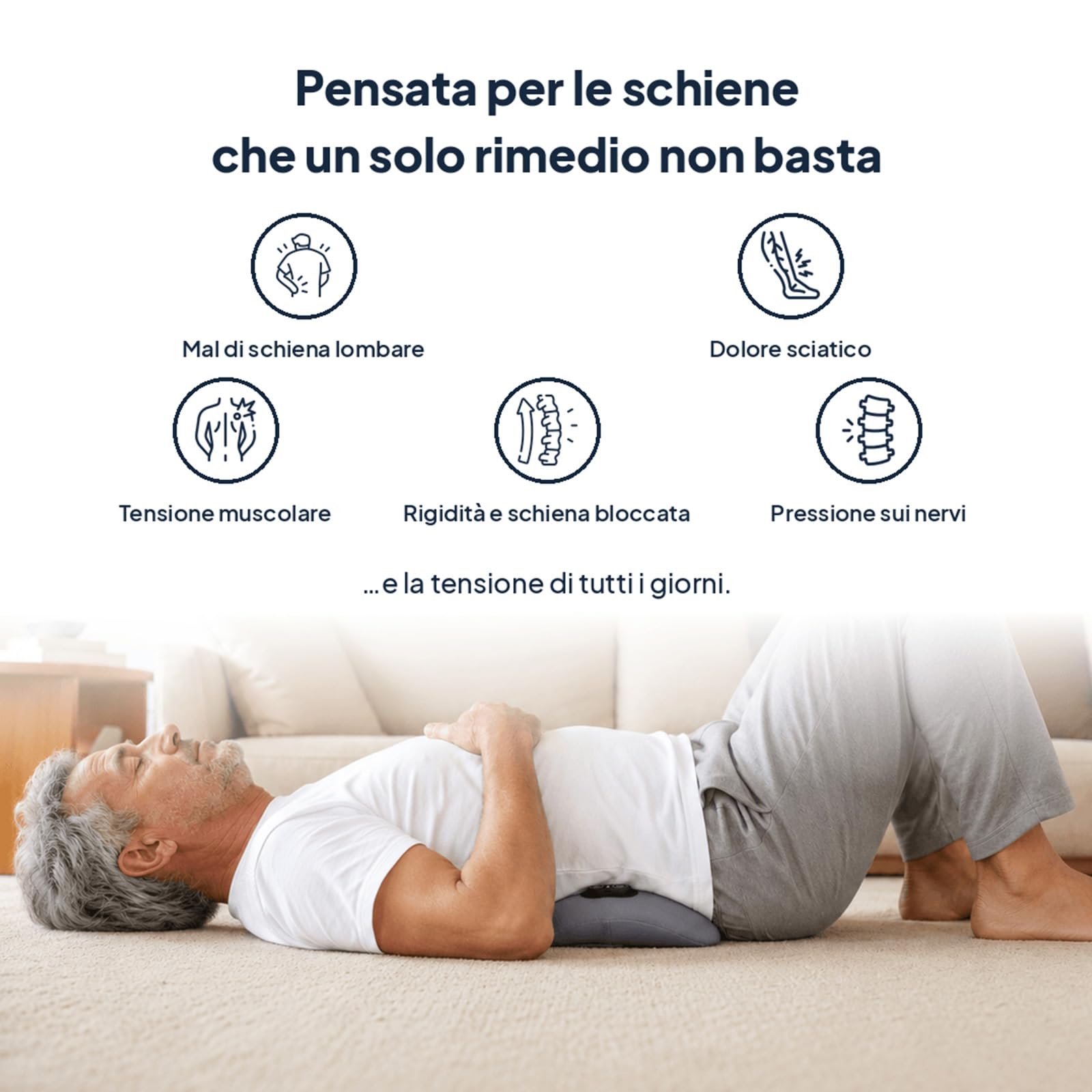 Tepora Tricalma Lombare Elettrico 3-in-1 con Calore e Vibrazione (Grigio scuro)