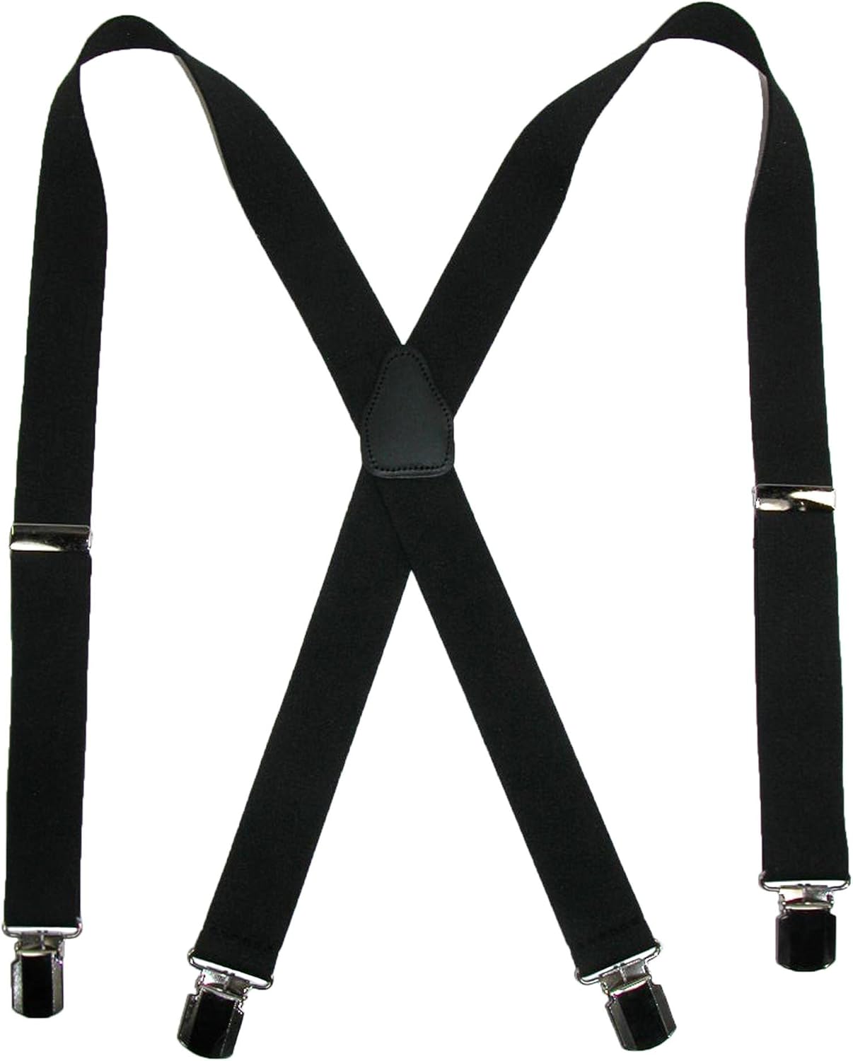 CTM Men's Elastic with Anti Slip Pin Clip 1 1/2 Inch Solid Suspenders
