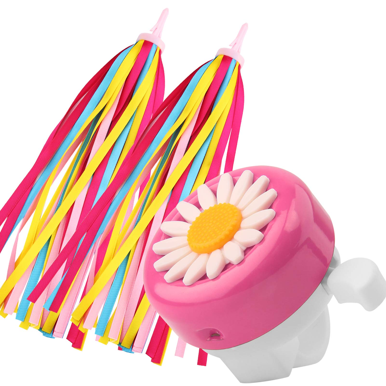 Paliston Campana Da Bici Per Bambini Con Streamer Per Bici Per Ragazze E Ragazzi Rosa E Bianco-image