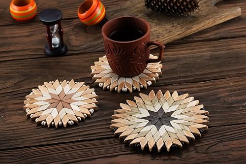 Miniatura 3 de SPL Woodcraft Ukraine - Juego de 3 salvamanteles pequeños de madera hechos a mano para platos calientes, dos posavasos y almohadillas calientes de 6